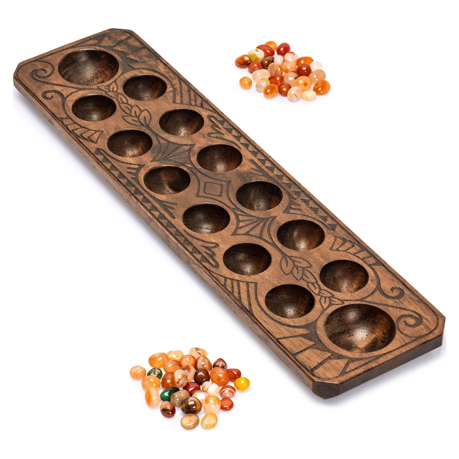Juego de Mancala Yellow Mountain Imports Tablero Madera 44 cm