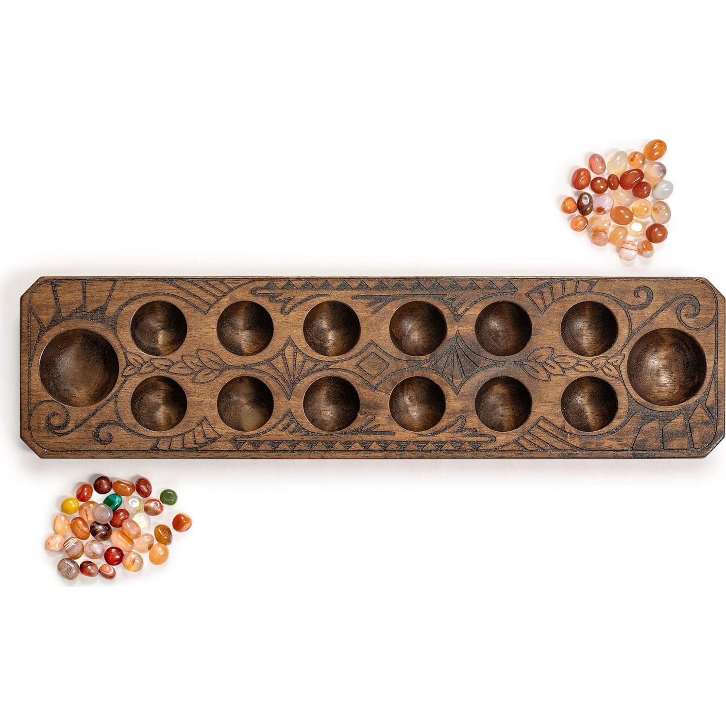 Juego de Mancala Yellow Mountain Imports Tablero Madera 44 cm
