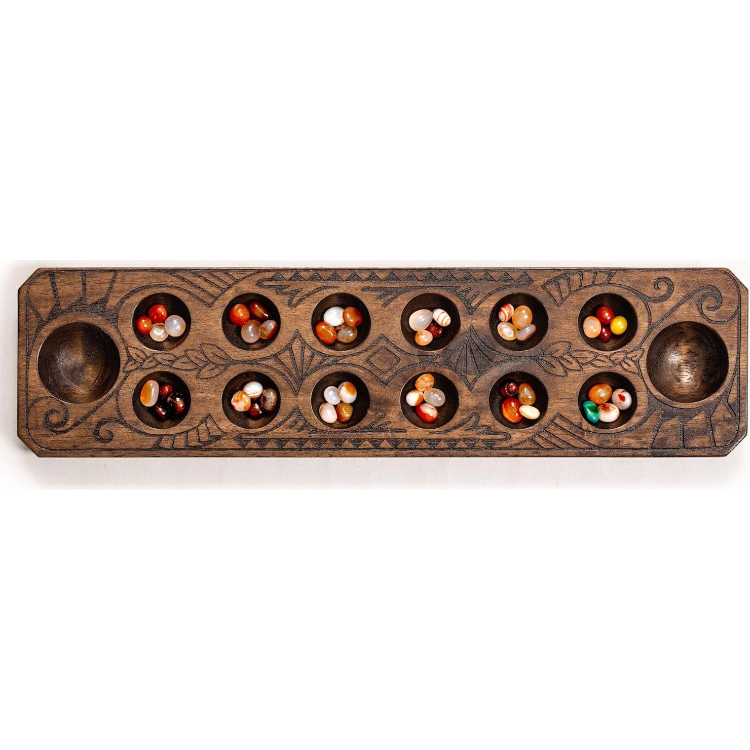 Juego de Mancala Yellow Mountain Imports Tablero Madera 44 cm