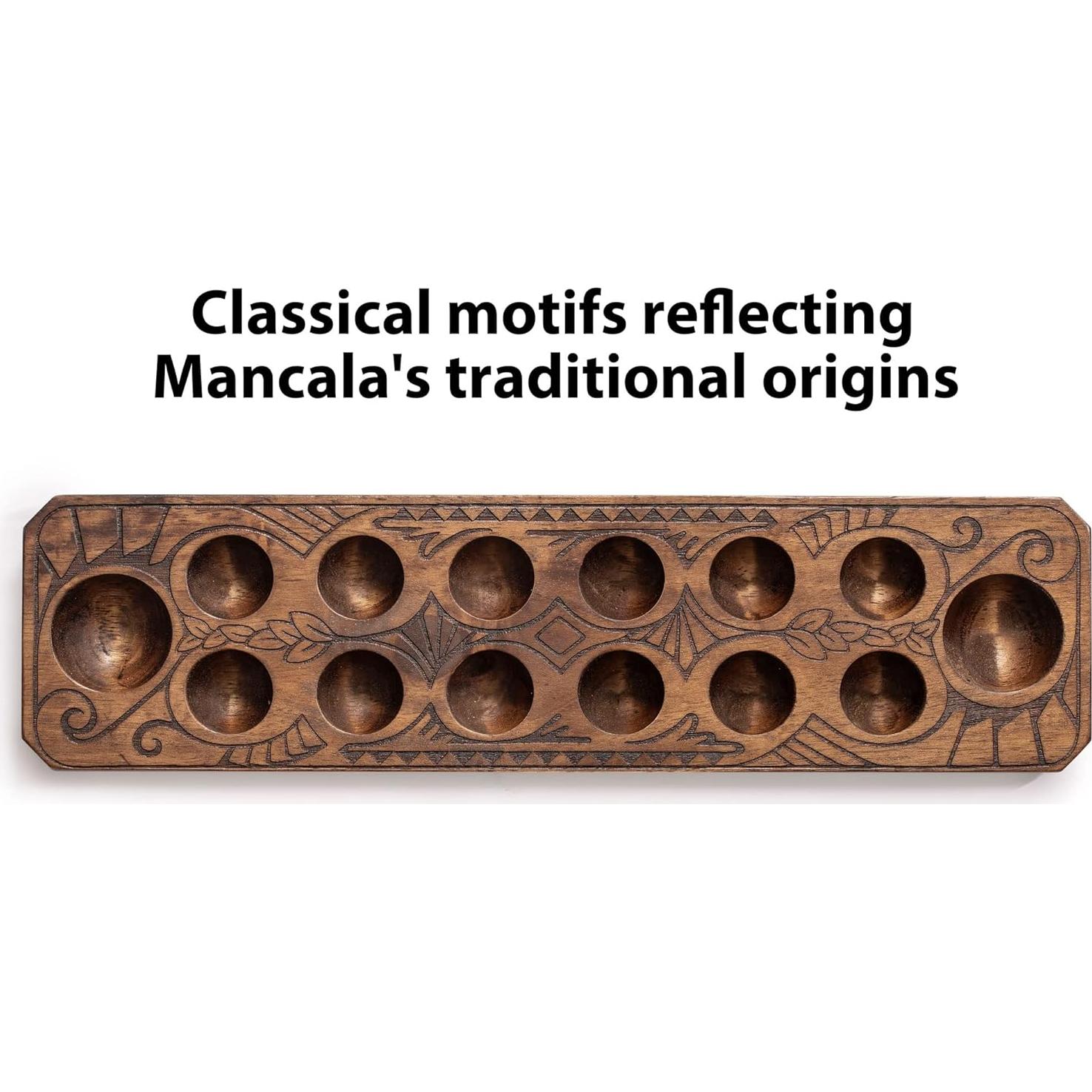 Juego de Mancala Yellow Mountain Imports Tablero Madera 44 cm