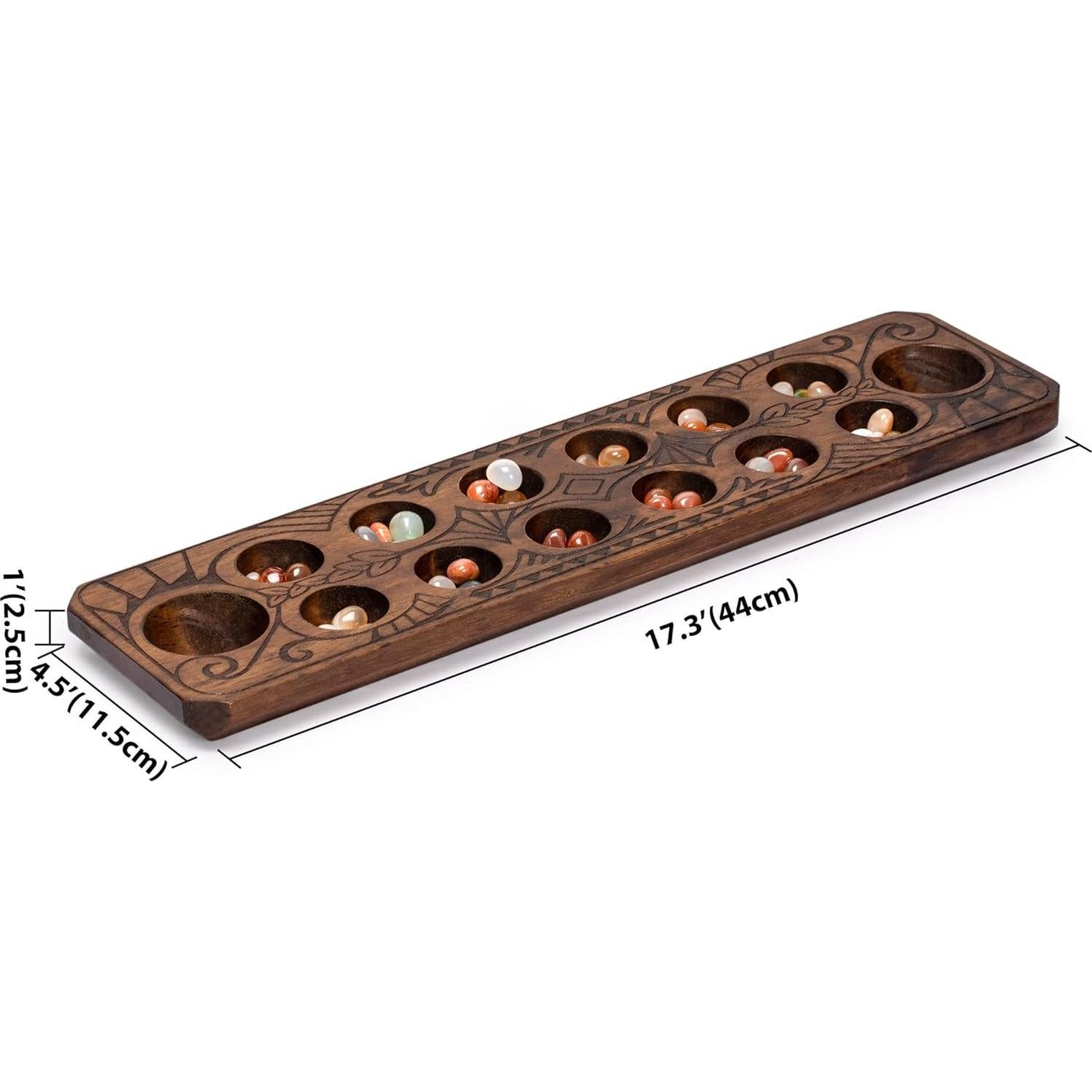 Juego de Mancala Yellow Mountain Imports Tablero Madera 44 cm