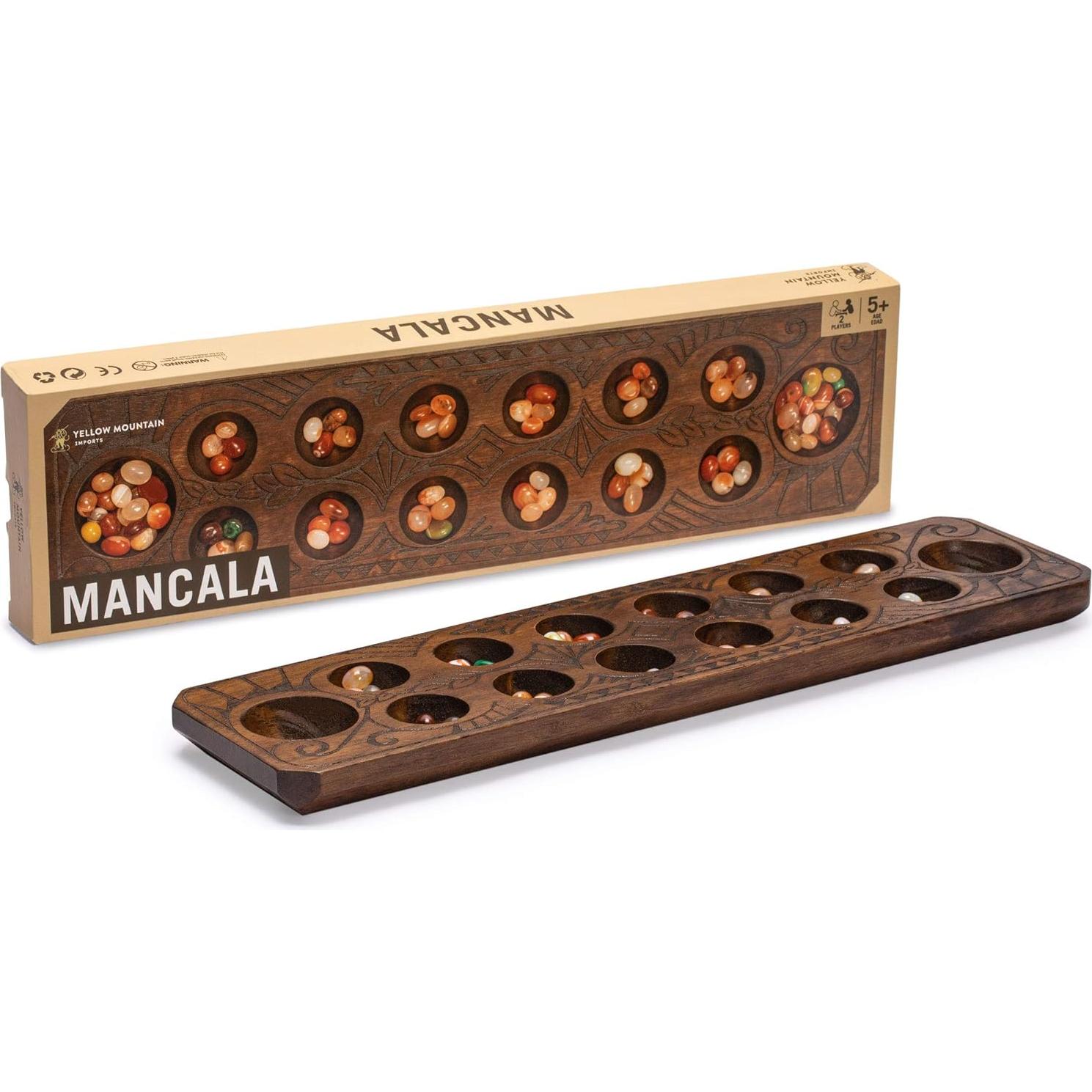 Juego de Mancala Yellow Mountain Imports Tablero Madera 44 cm