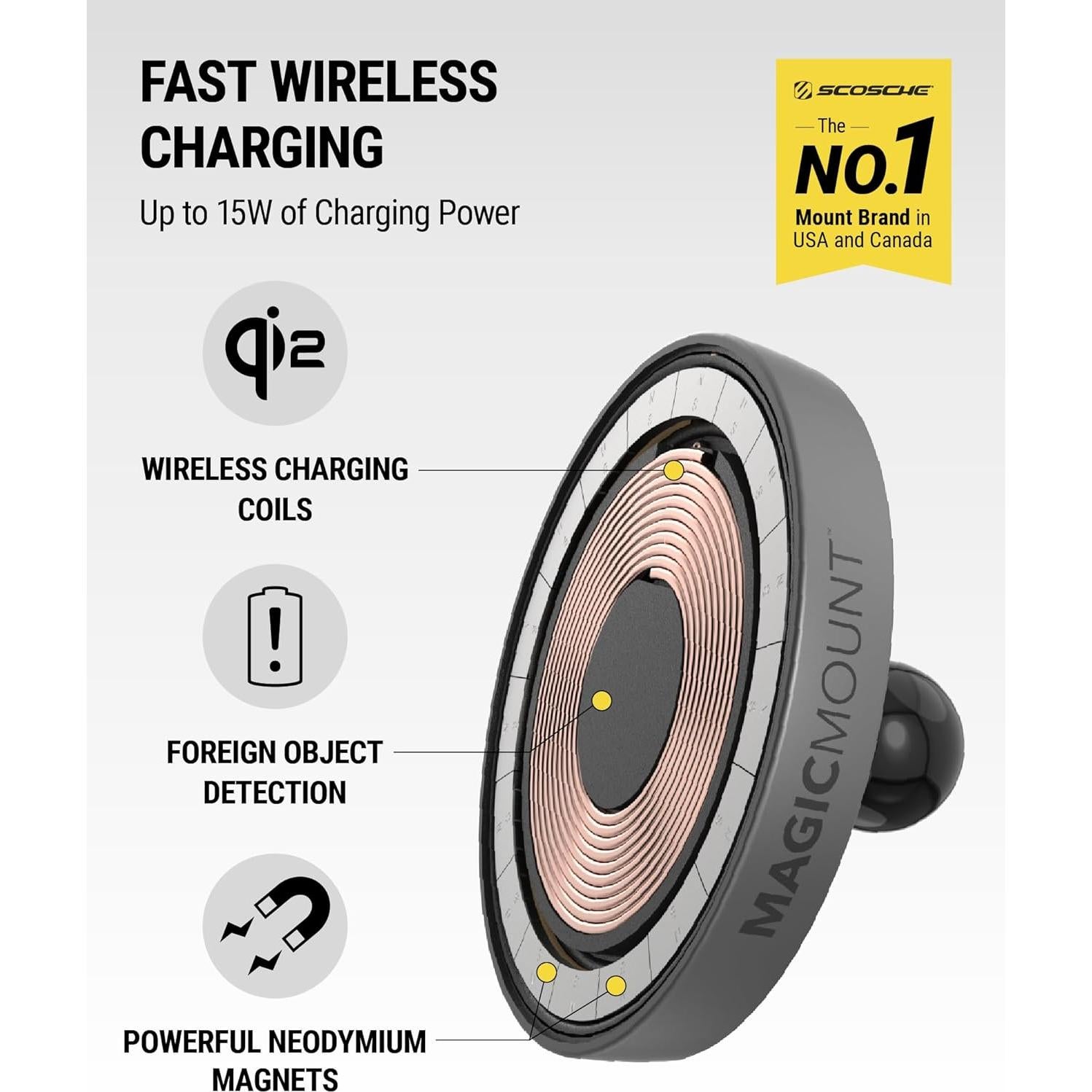 Soporte de Carga Inalámbrico Scosche MagicMount Pro 15W