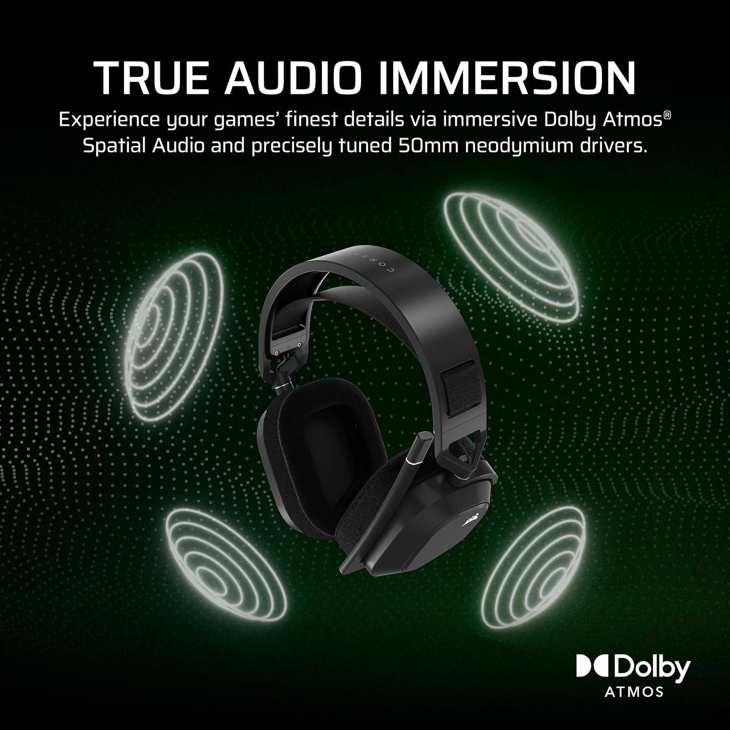 Auriculares Inalámbricos Corsair HS80 MAX para Juegos - 65h Batería - Dolby Atmos - Micrófono