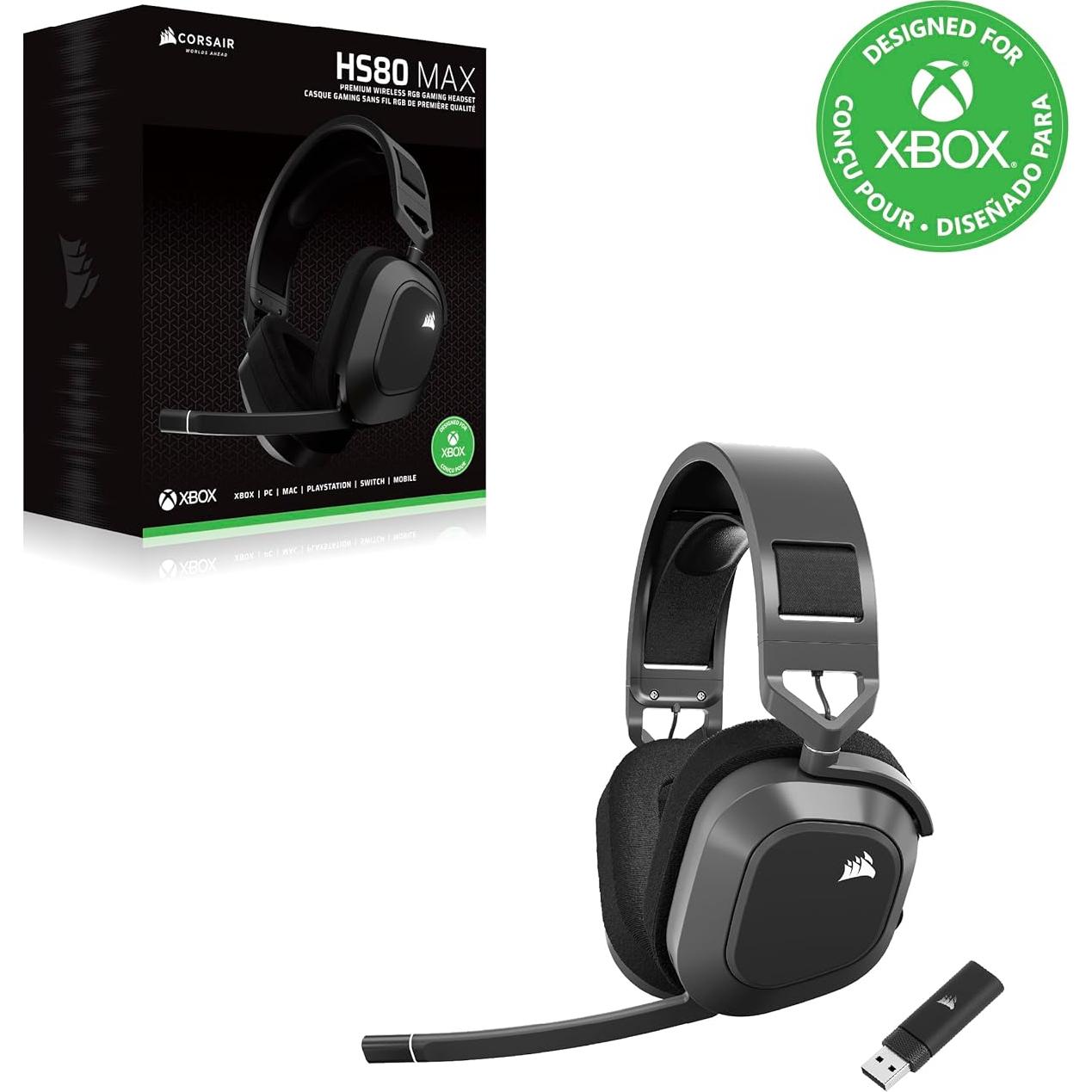 Auriculares Inalámbricos Corsair HS80 MAX para Juegos - 65h Batería - Dolby Atmos - Micrófono