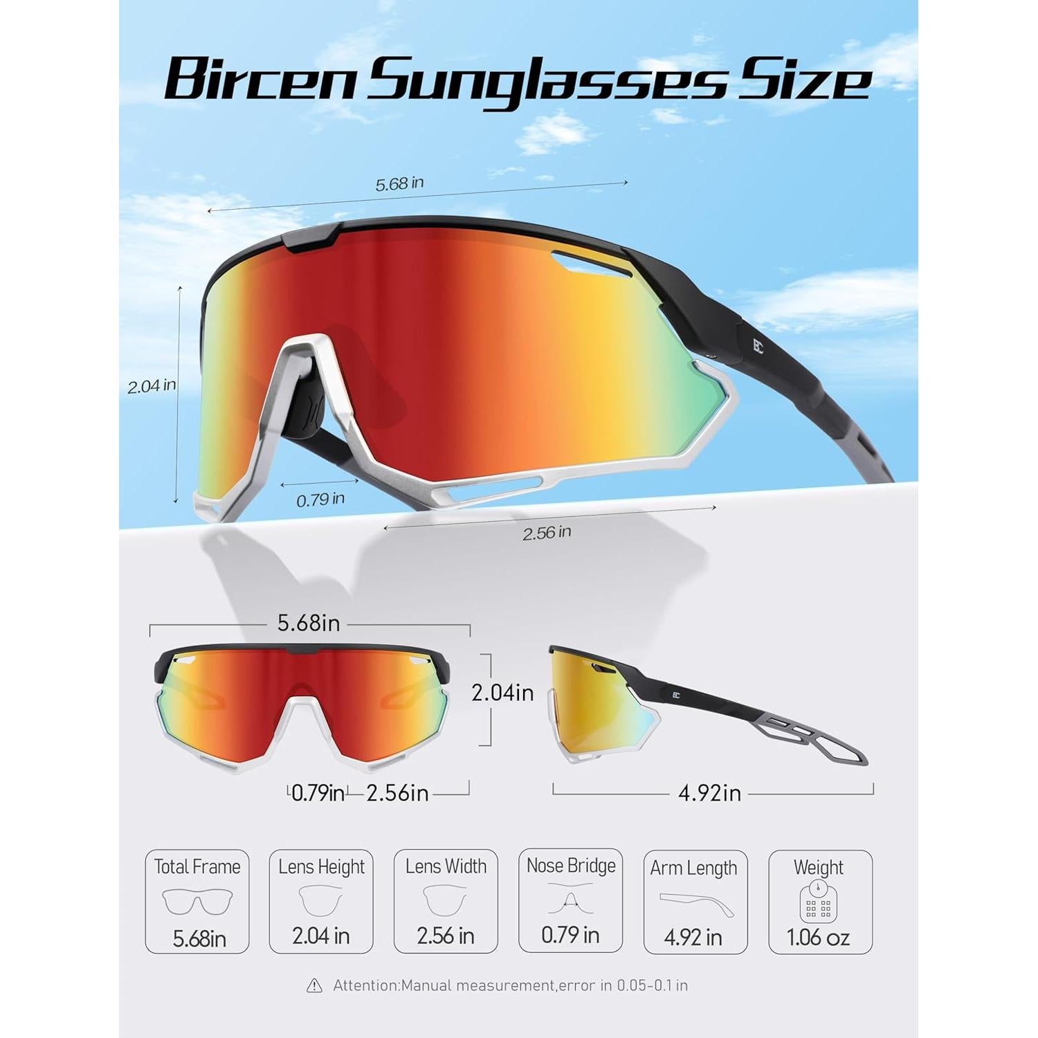 Gafas de sol BIRCEN deportivas UV400 para ciclismo y béisbol