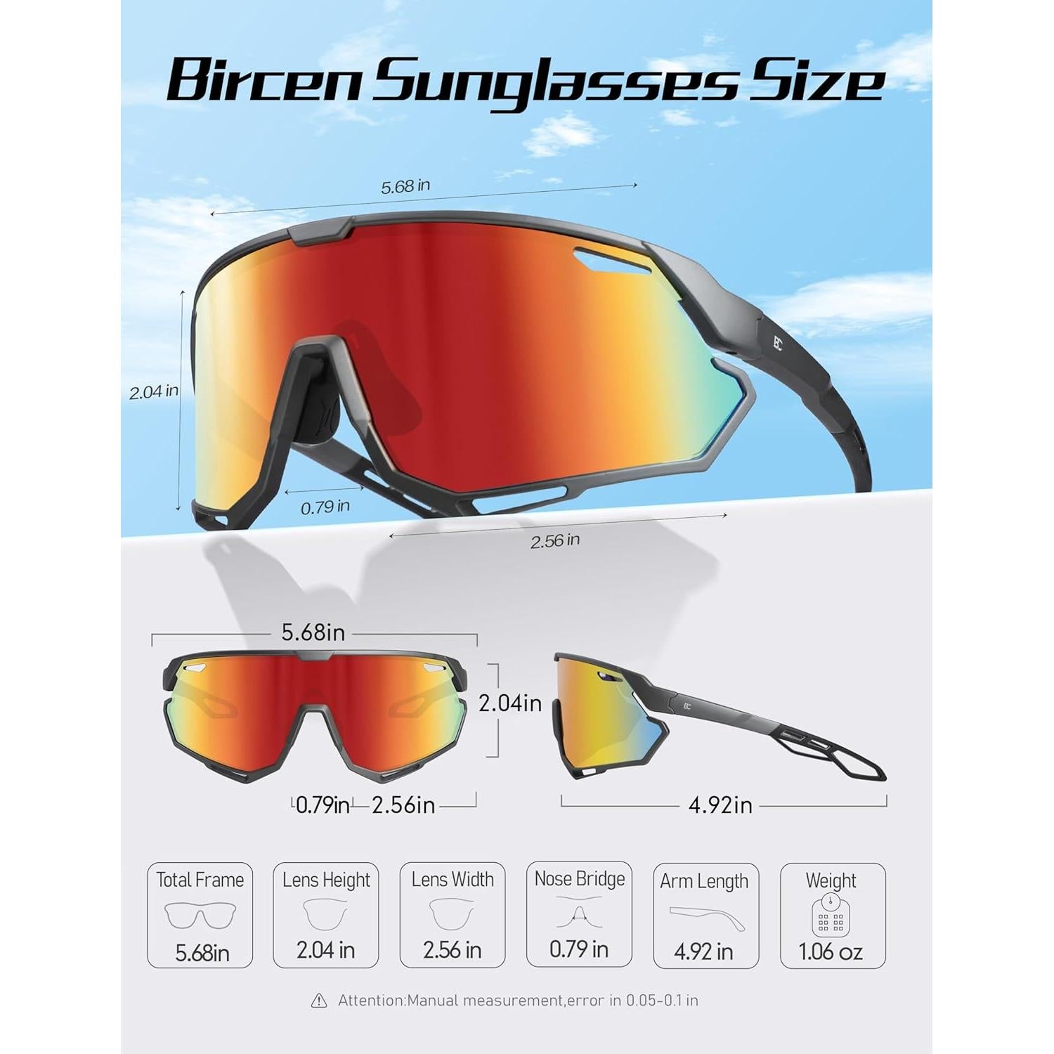 Gafas de sol BIRCEN deportivas UV400 para ciclismo y béisbol