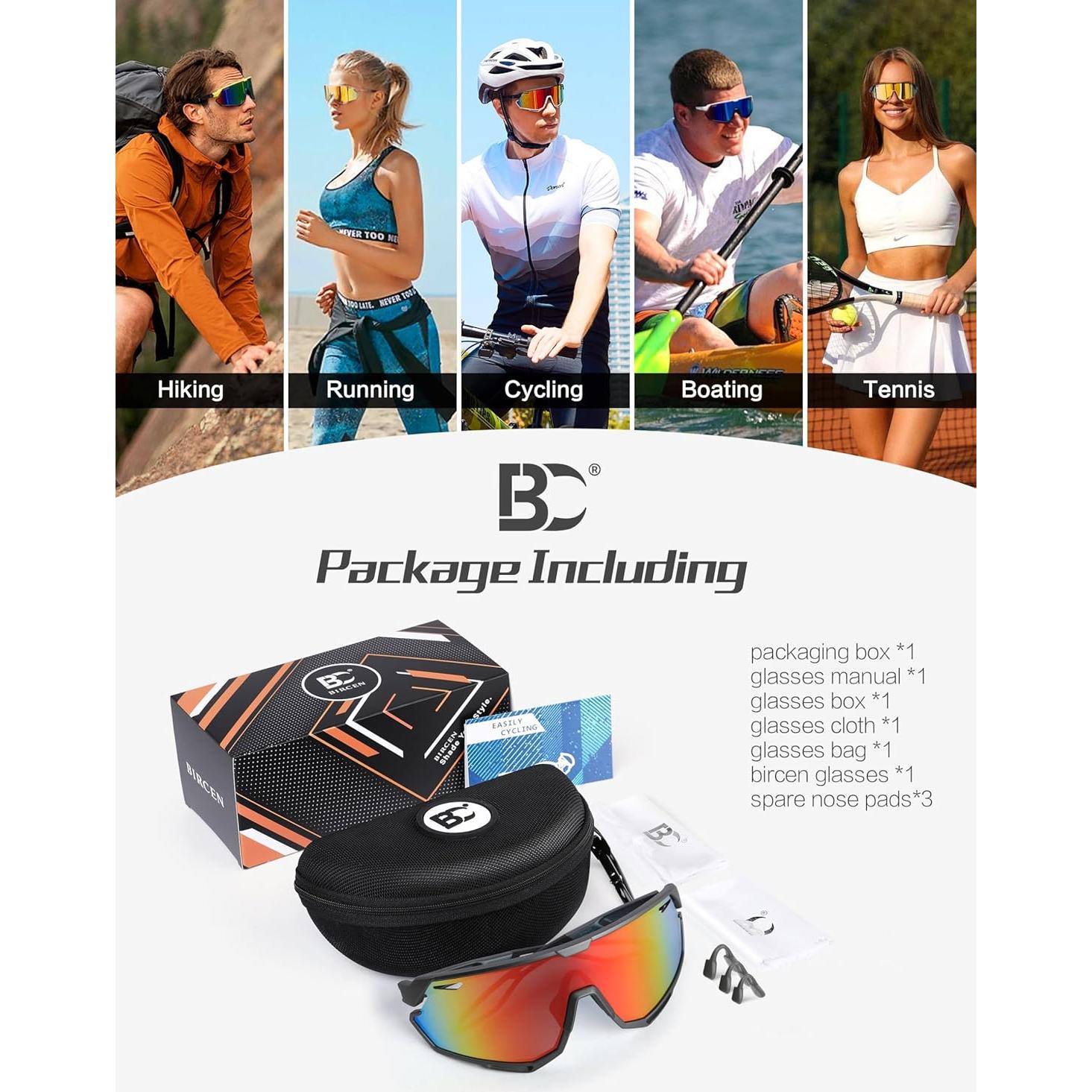 Gafas de sol BIRCEN deportivas UV400 para ciclismo y béisbol