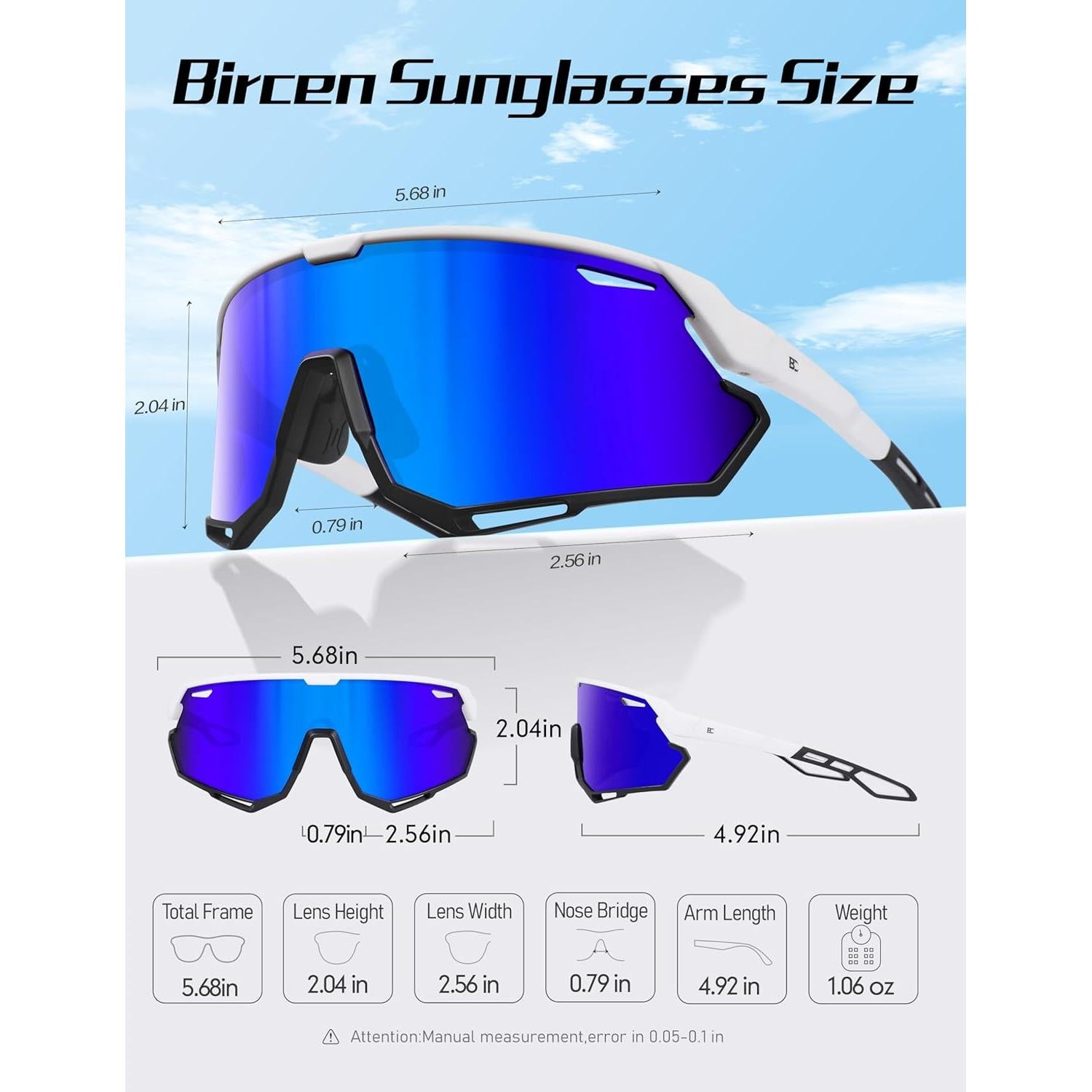 Gafas de sol BIRCEN deportivas UV400 para ciclismo y béisbol