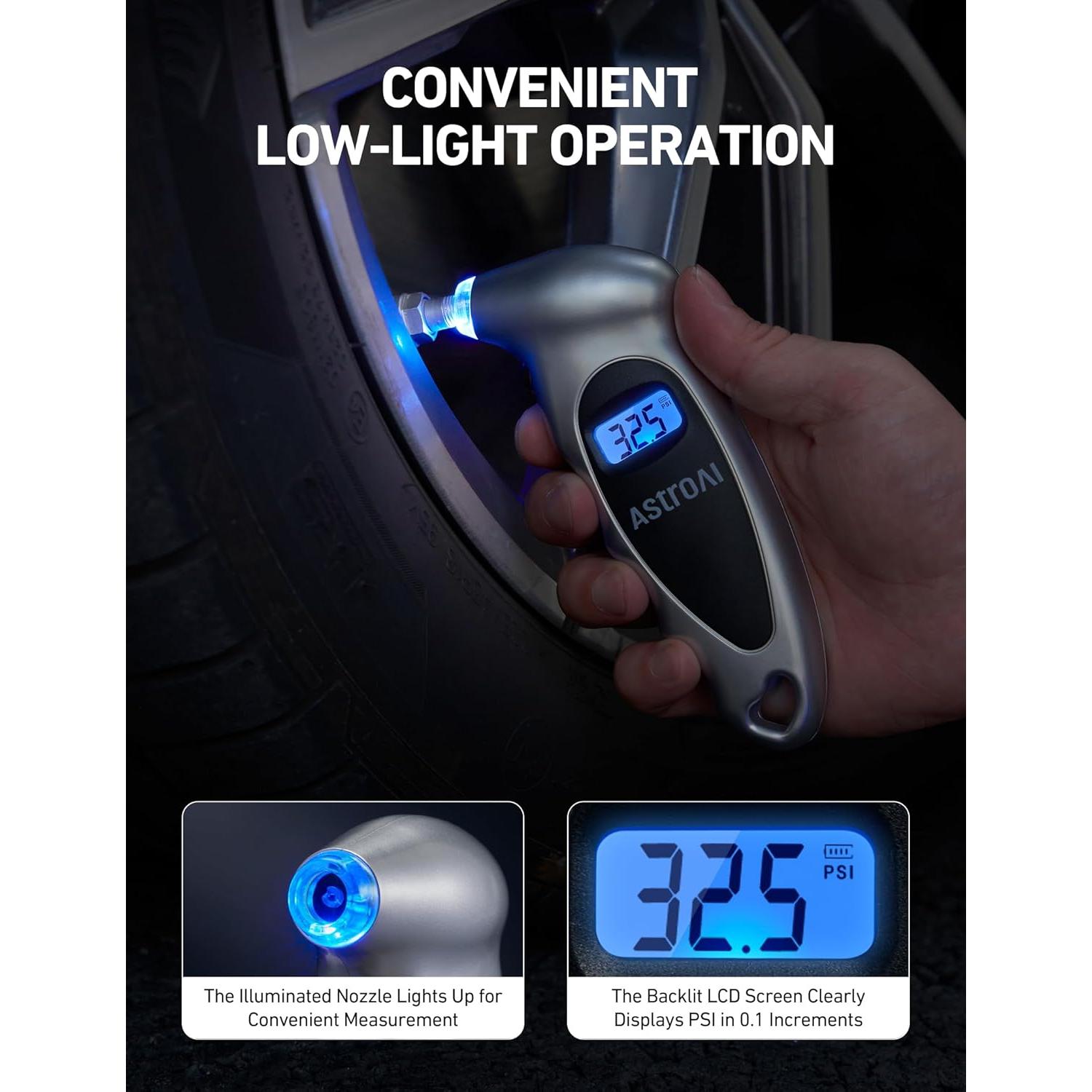 Medidor de Presión de Neumáticos Digital AstroAI 0-10.34 bar