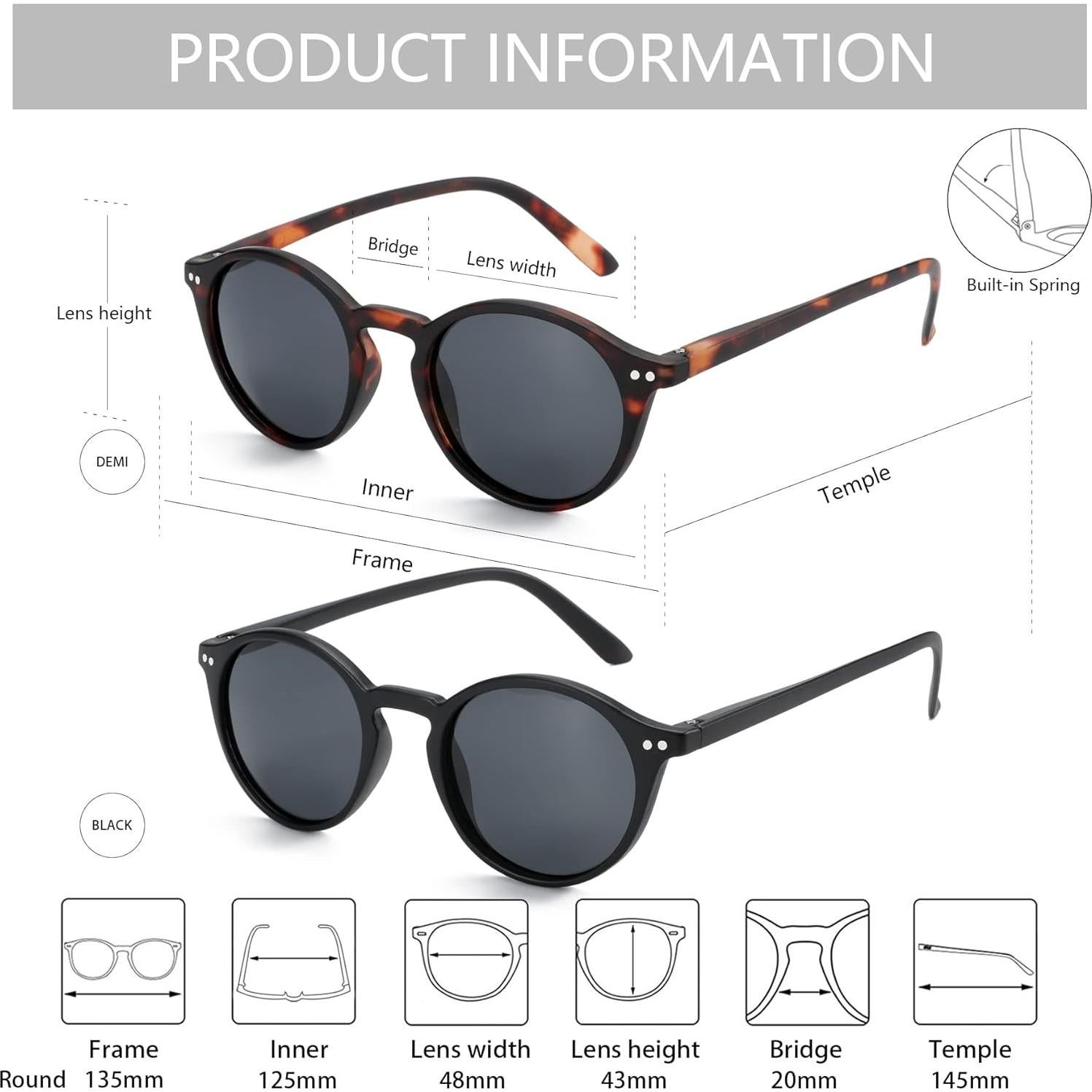 Gafas de sol polarizadas ZENOTTIC unisex 2 paquetes retro UV400