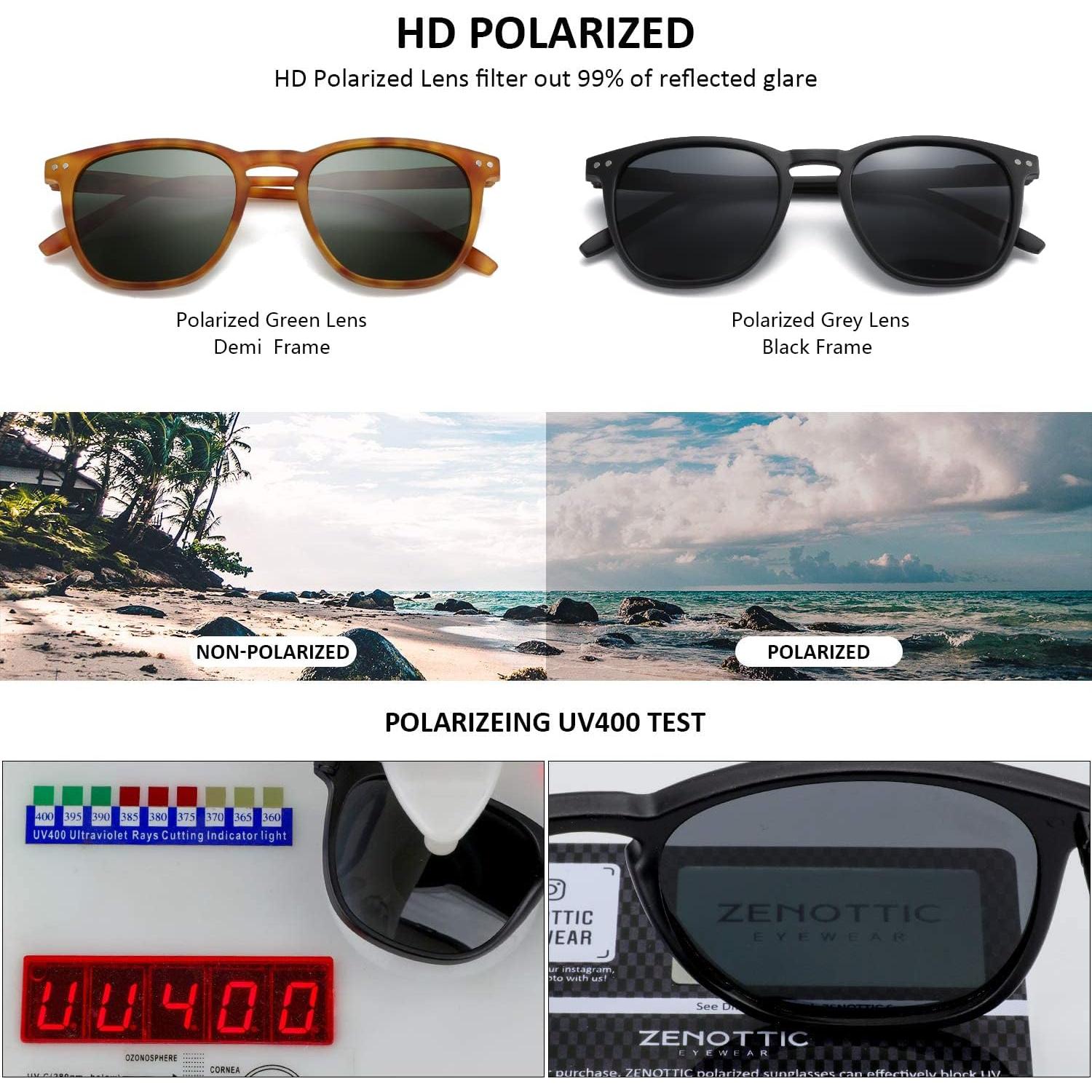 Gafas de sol polarizadas ZENOTTIC unisex 2 paquetes retro UV400