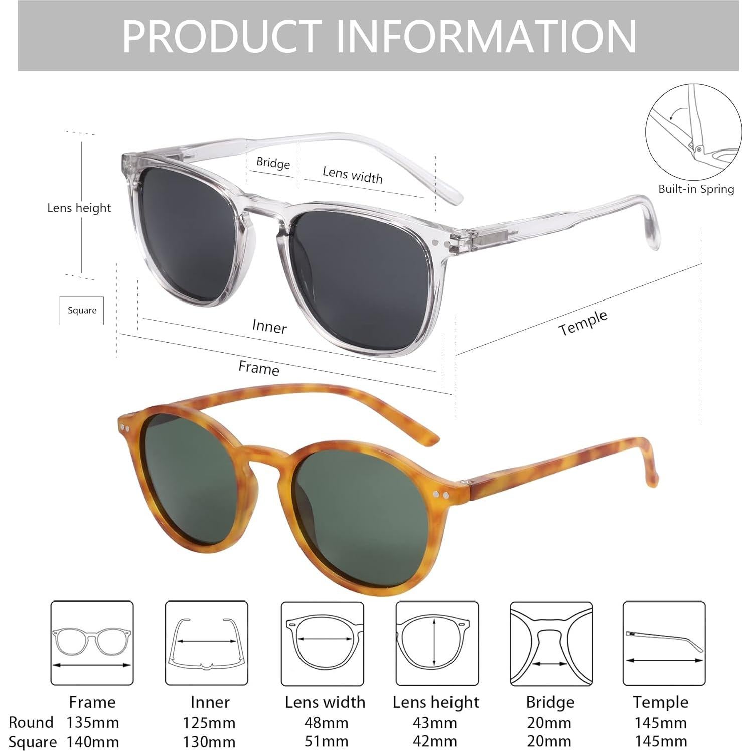 Gafas de sol polarizadas ZENOTTIC unisex 2 paquetes retro UV400