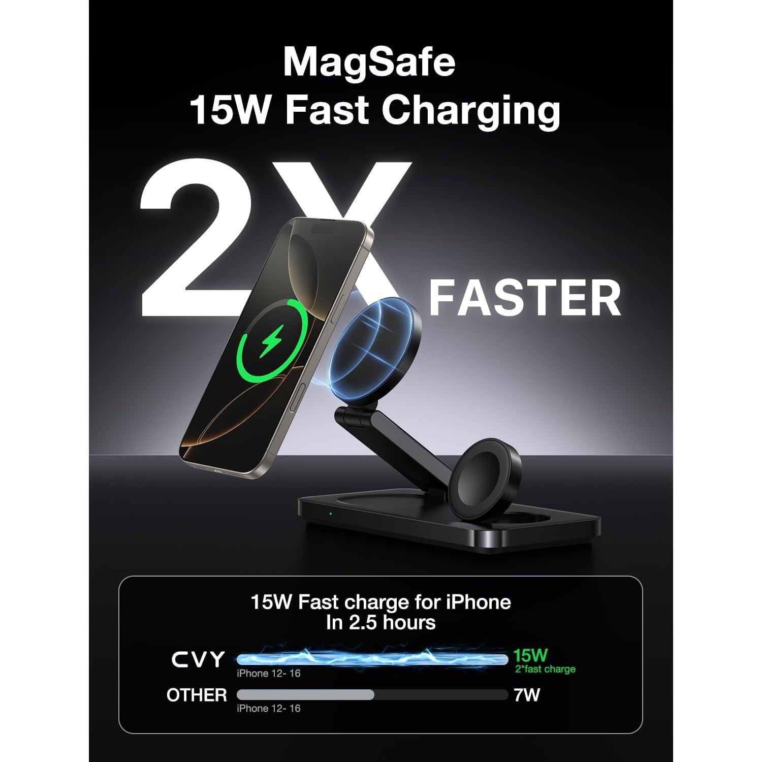 Estación de Carga 3 en 1 CVY para iPhone y Apple Watch