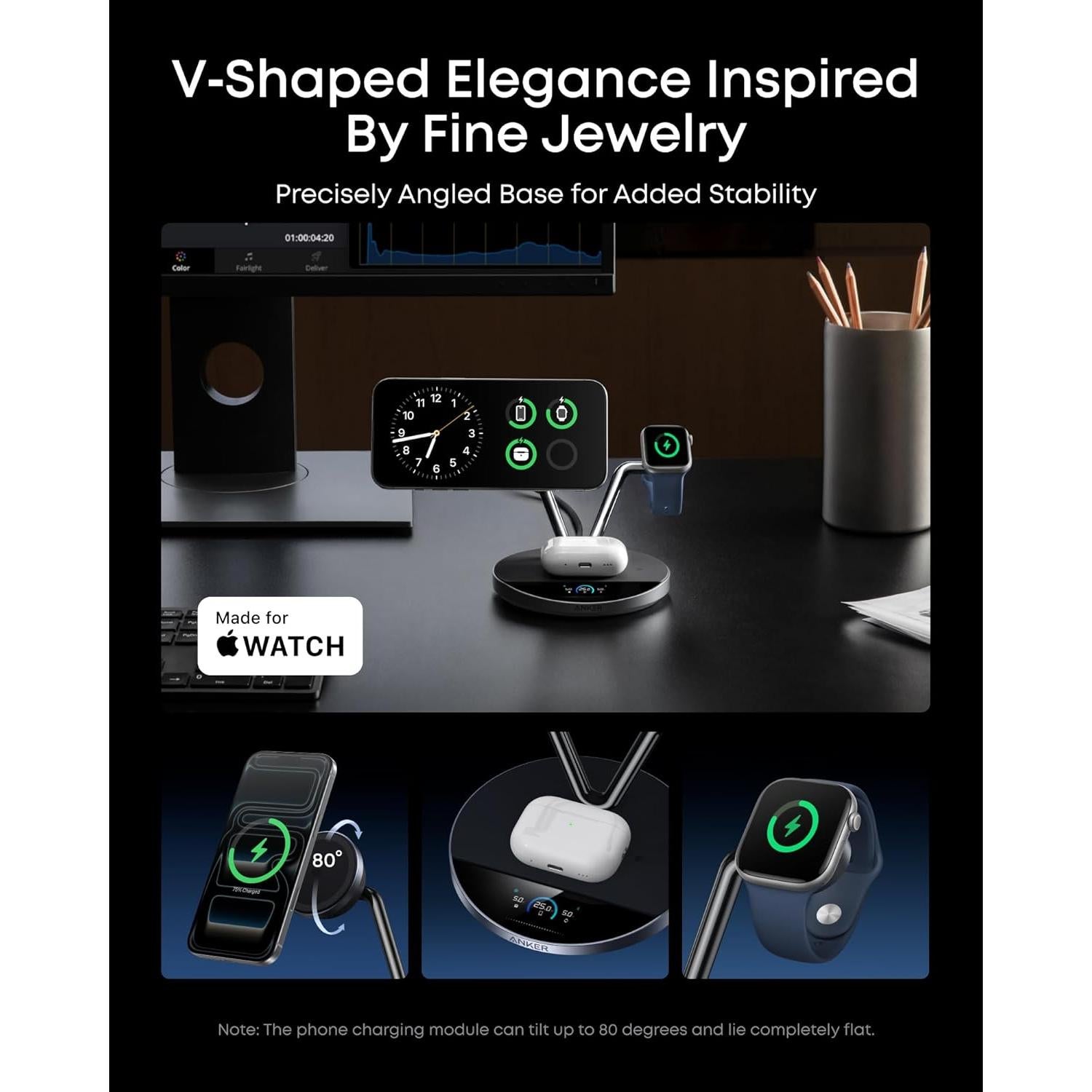 Cargador Inalámbrico Anker Prime 25W 3-en-1 con Pantalla