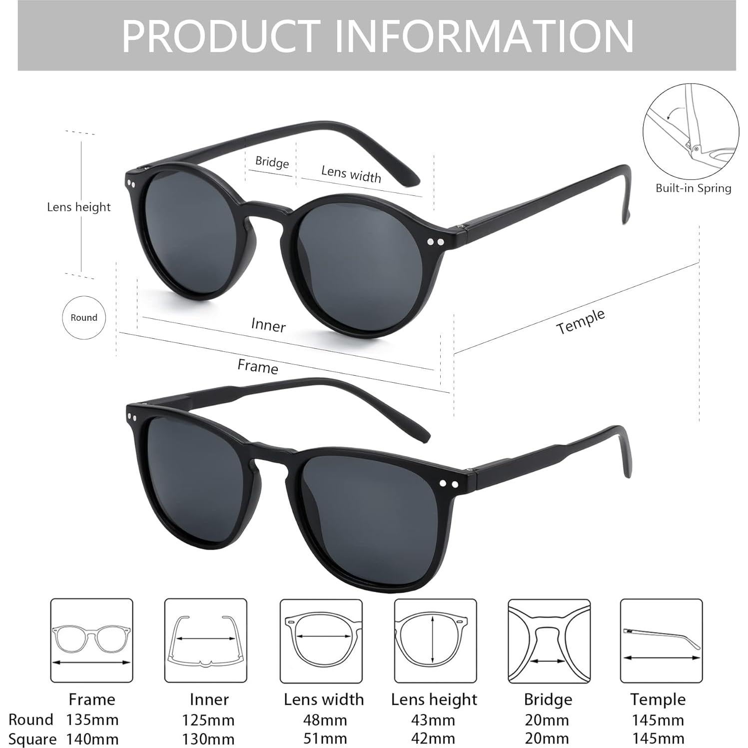 Gafas de sol polarizadas ZENOTTIC unisex 2 paquetes retro UV400