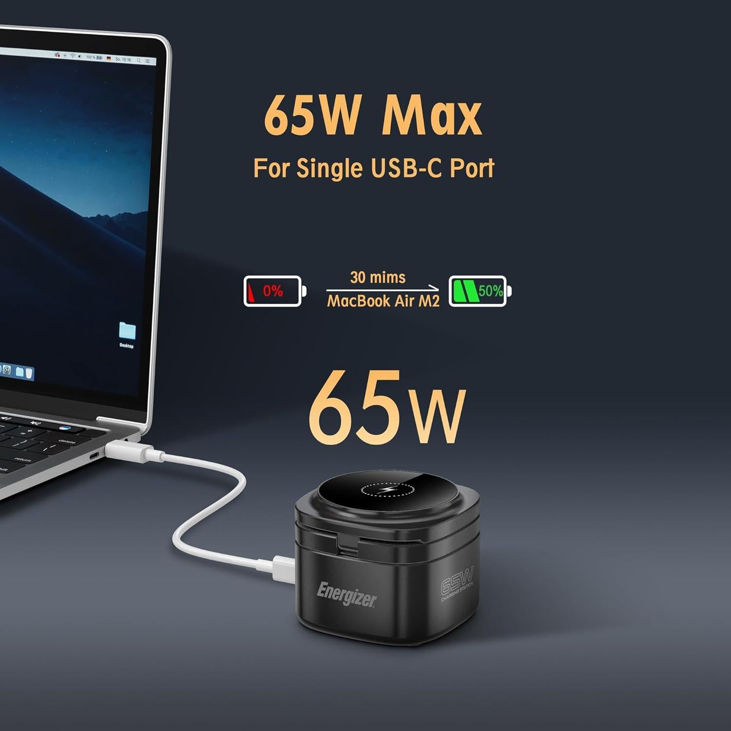 Estación de Carga 5 en 1 Energizer 65W USB-C Magsafe