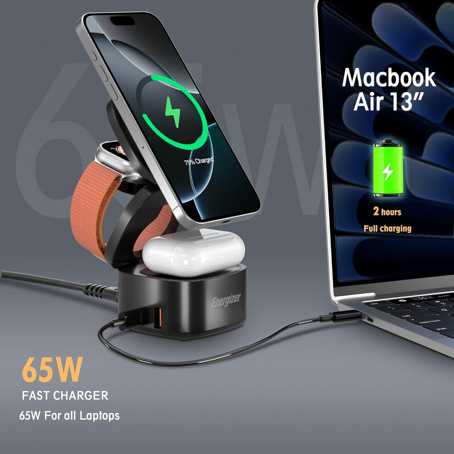 Estación de Carga 5 en 1 Energizer 65W USB-C Magsafe