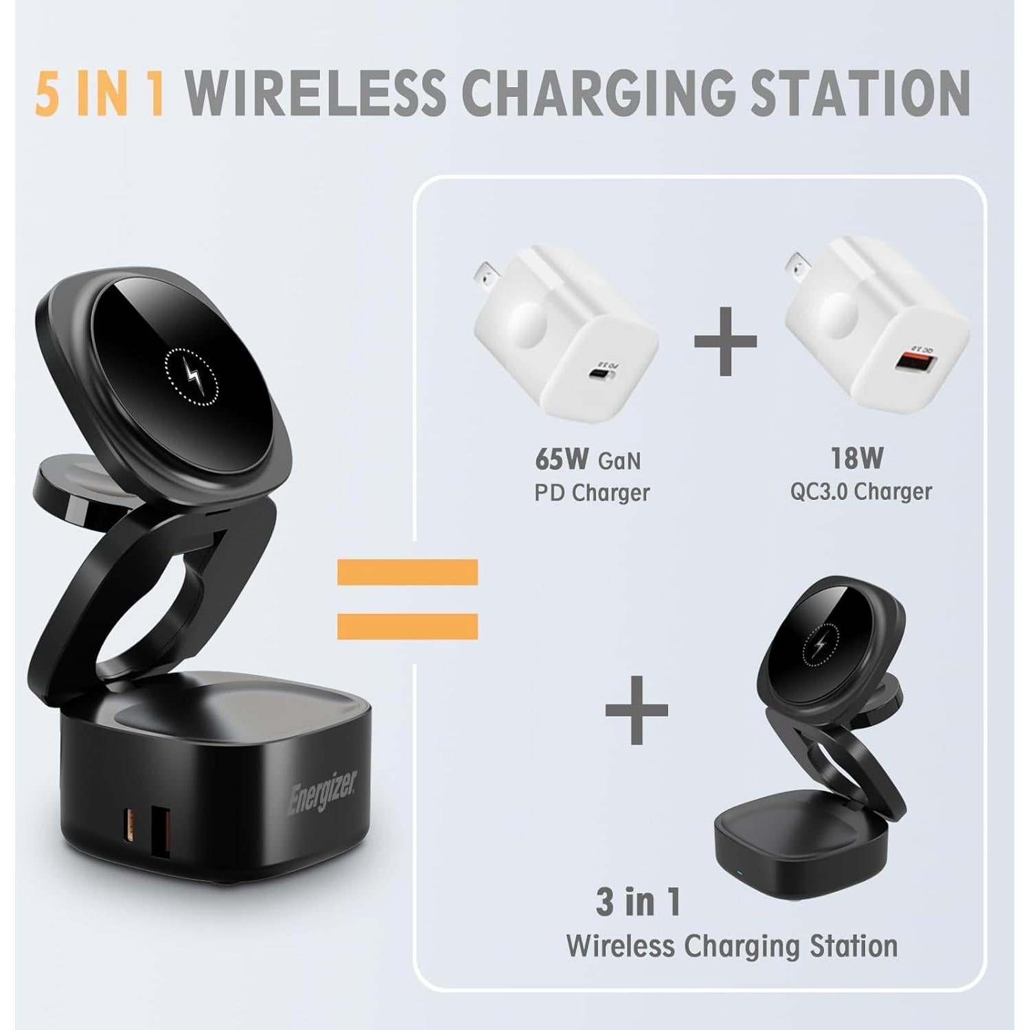 Estación de Carga 5 en 1 Energizer 65W USB-C Magsafe