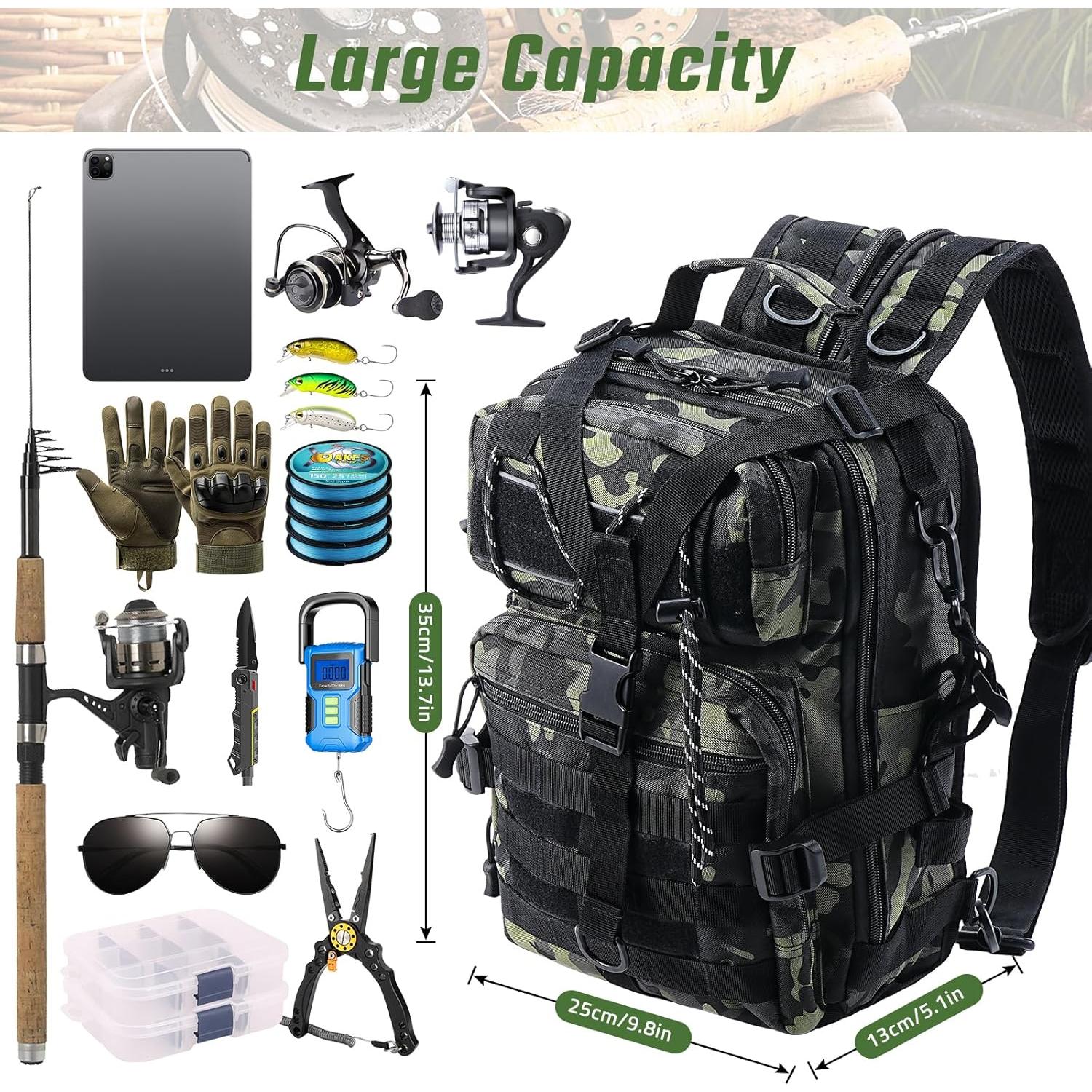 Mochila de Pesca Táctica Militar Verde 0.90 kg 38x29x6 cm