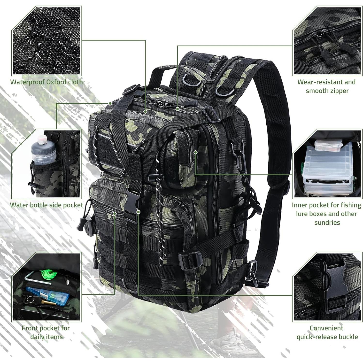 Mochila de Pesca Táctica Militar Verde 0.90 kg 38x29x6 cm