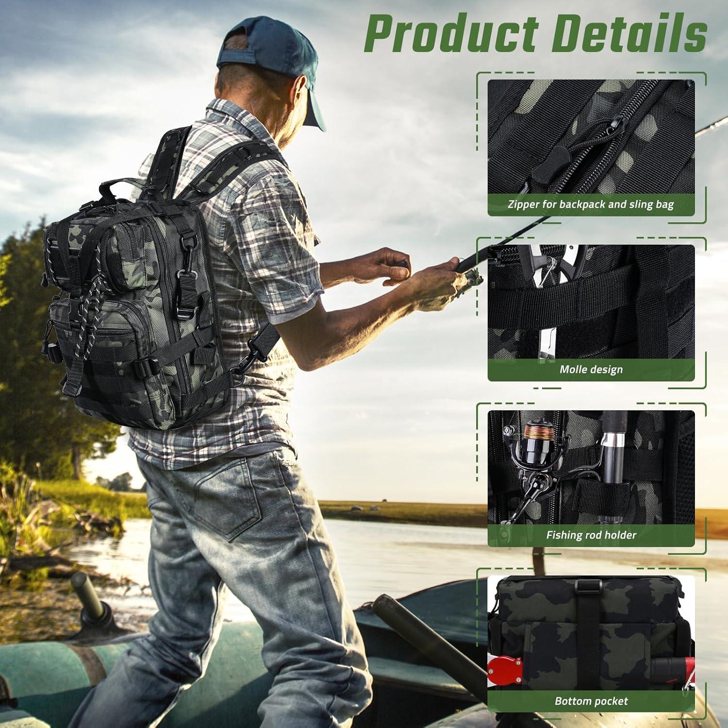 Mochila de Pesca Táctica Militar Verde 0.90 kg 38x29x6 cm