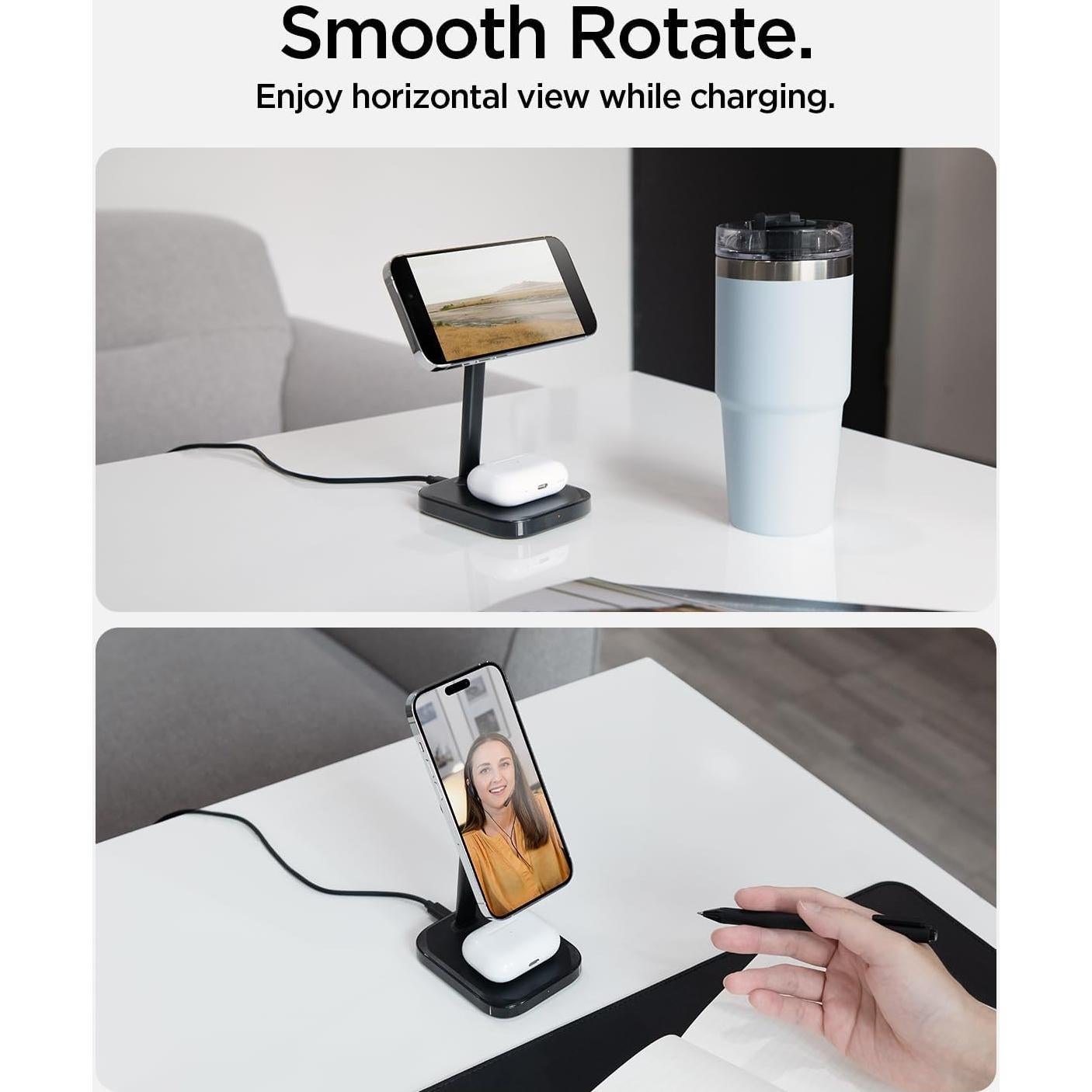 Cargador Inalámbrico Spigen MagSafe 15W para iPhone 17-12 y AirPods