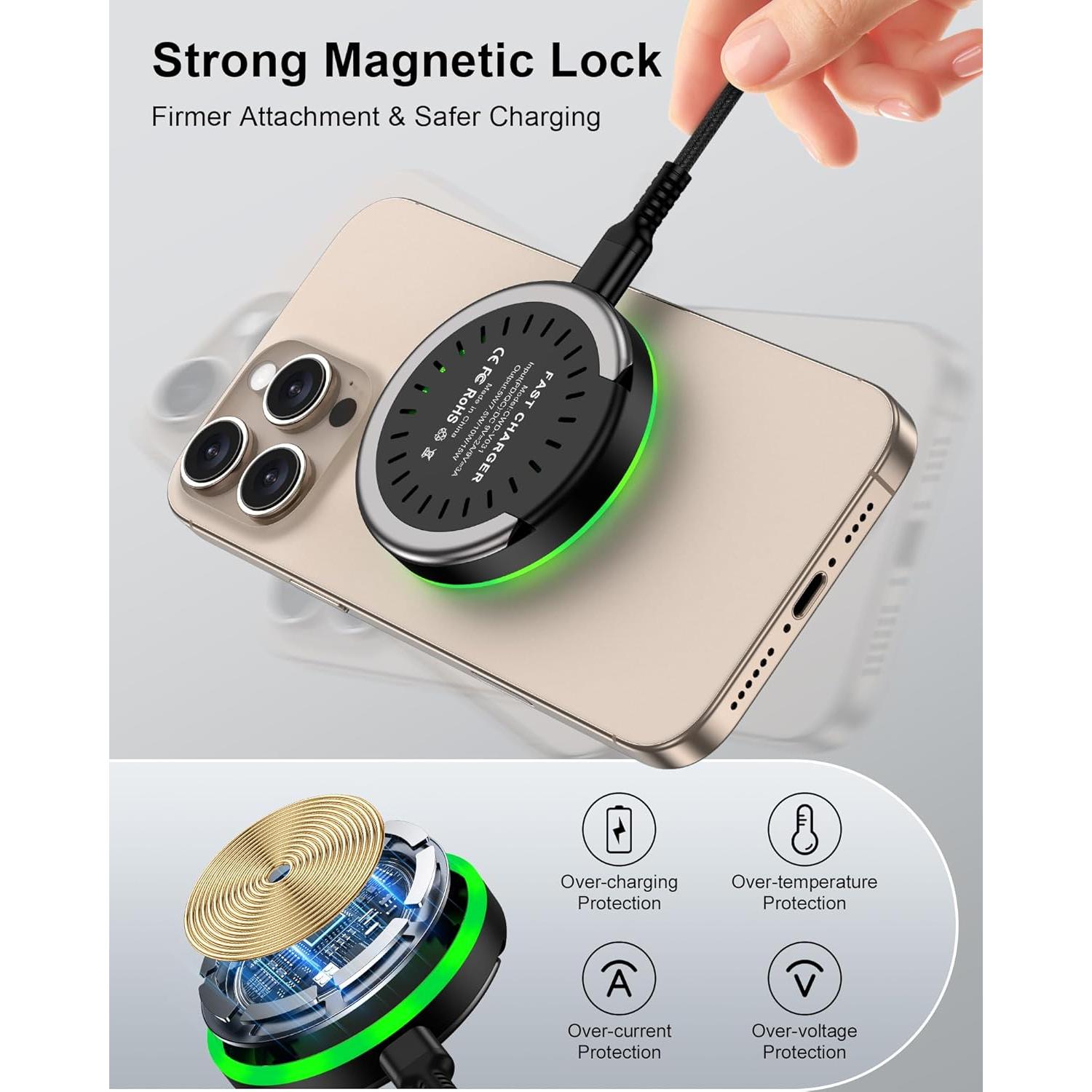 Cargador Inalámbrico Magnético MagSafe 15W para iPhone 17/16/15/14/13