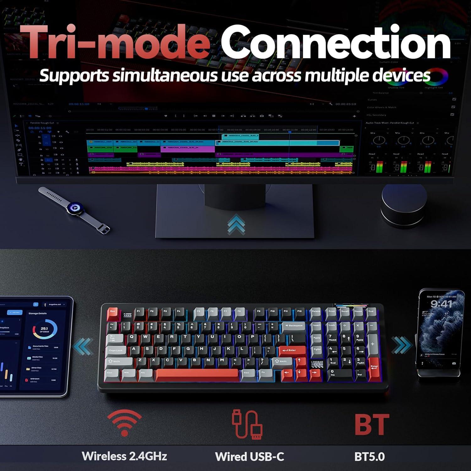 Teclado Mecánico Gaming Inalámbrico CORBOBO K98 RGB 96%