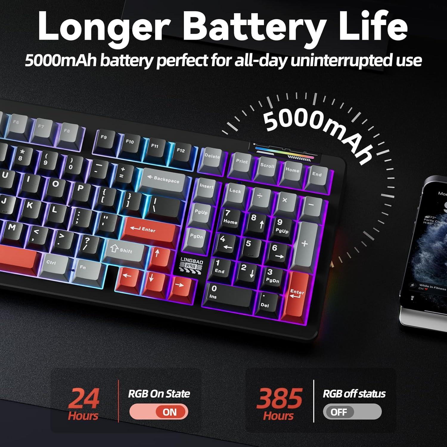 Teclado Mecánico Gaming Inalámbrico CORBOBO K98 RGB 96%