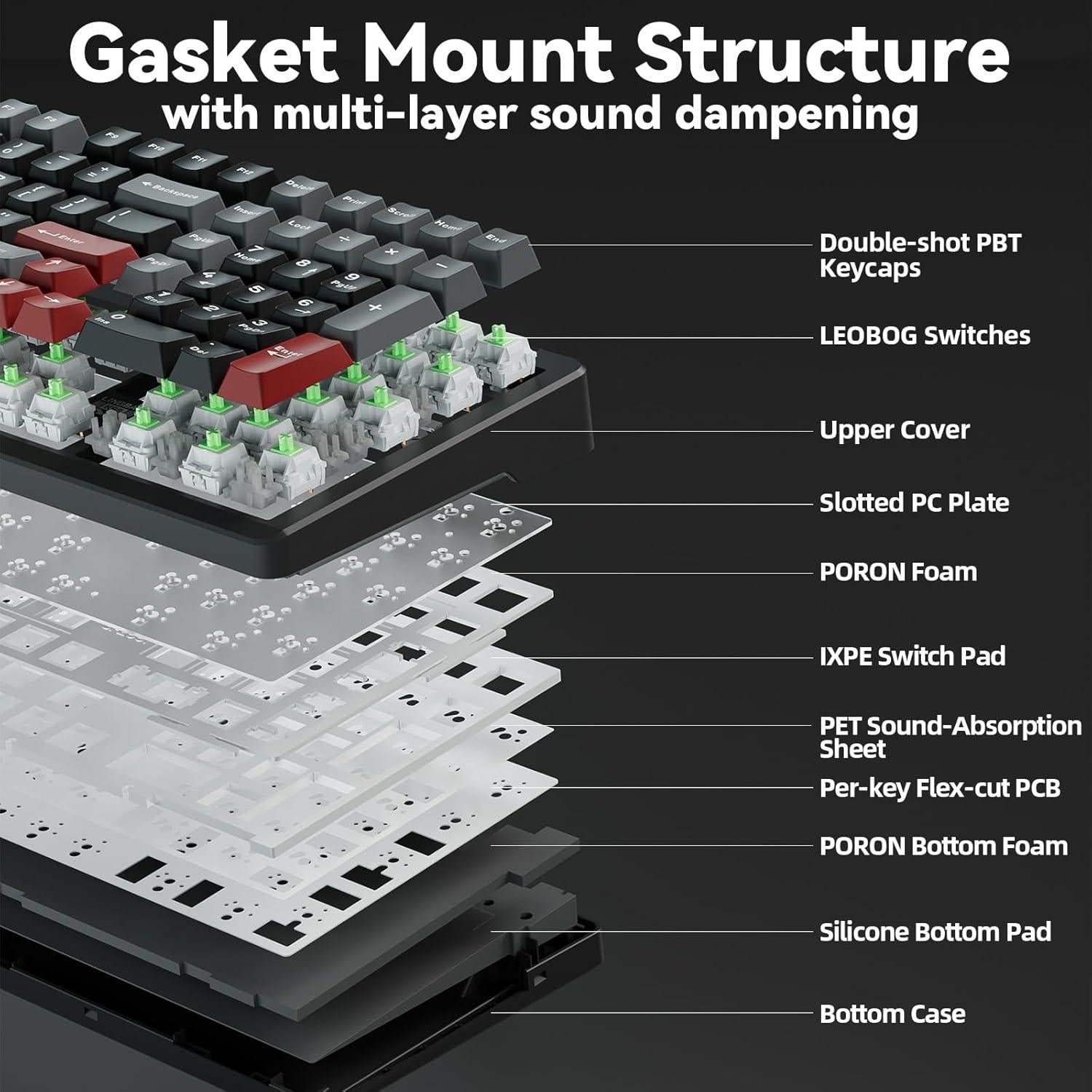 Teclado Mecánico Gaming Inalámbrico CORBOBO K98 RGB 96%