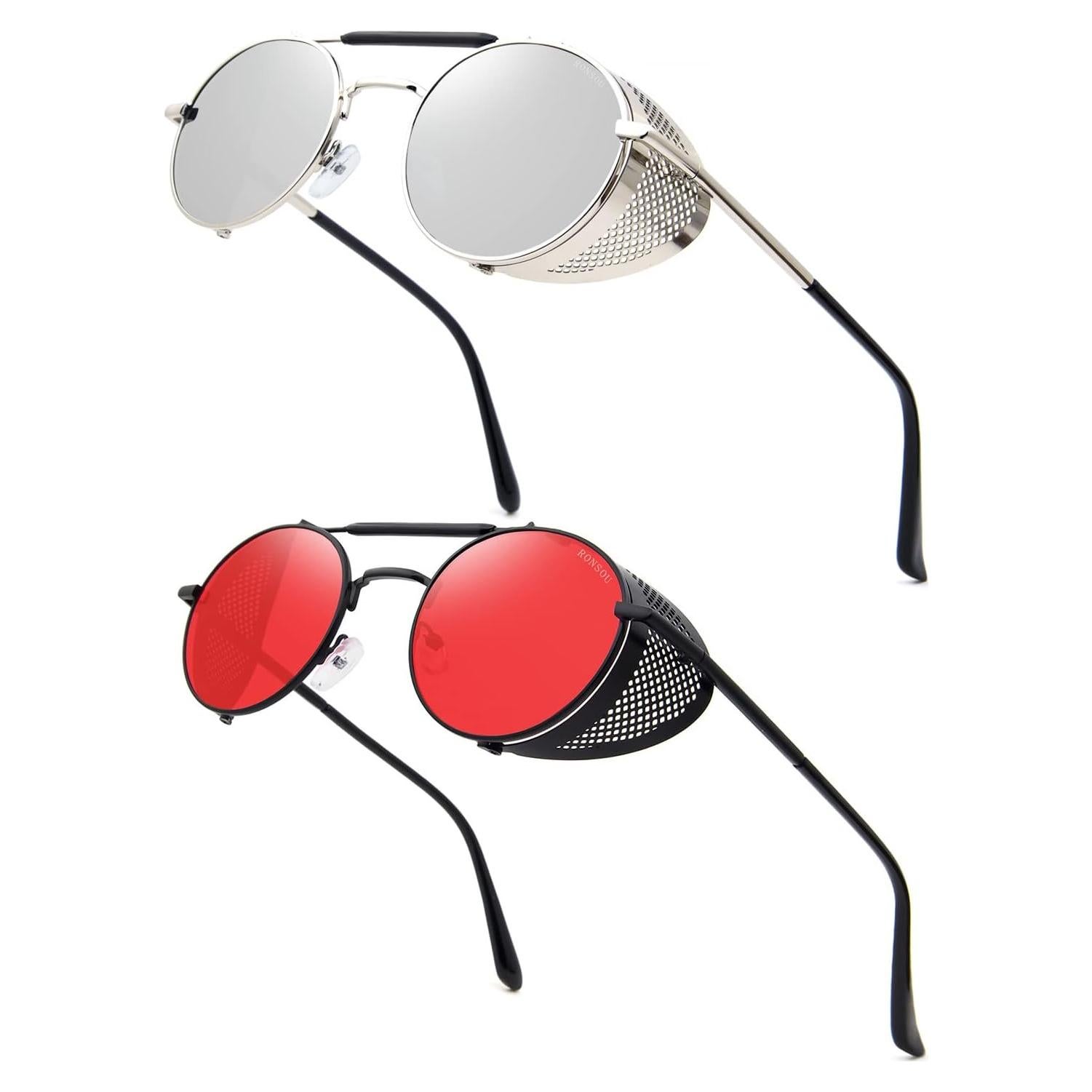 Gafas de sol redondas RONSOU steampunk UV400 polarizadas