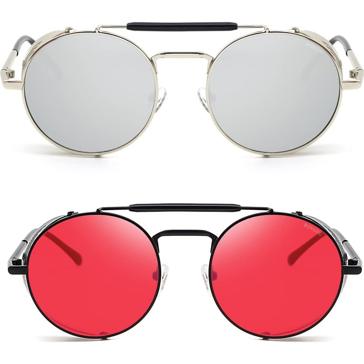 Gafas de sol redondas RONSOU steampunk UV400 polarizadas