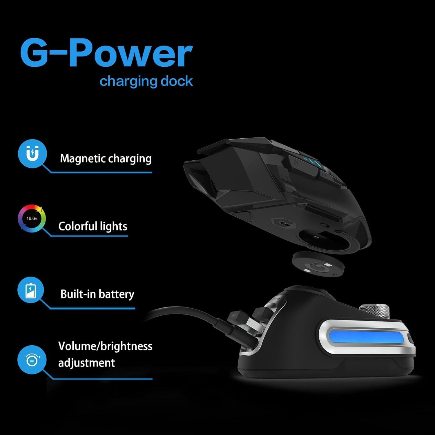 Dock de Carga Inalámbrico G-Power para Ratones Logitech RGB