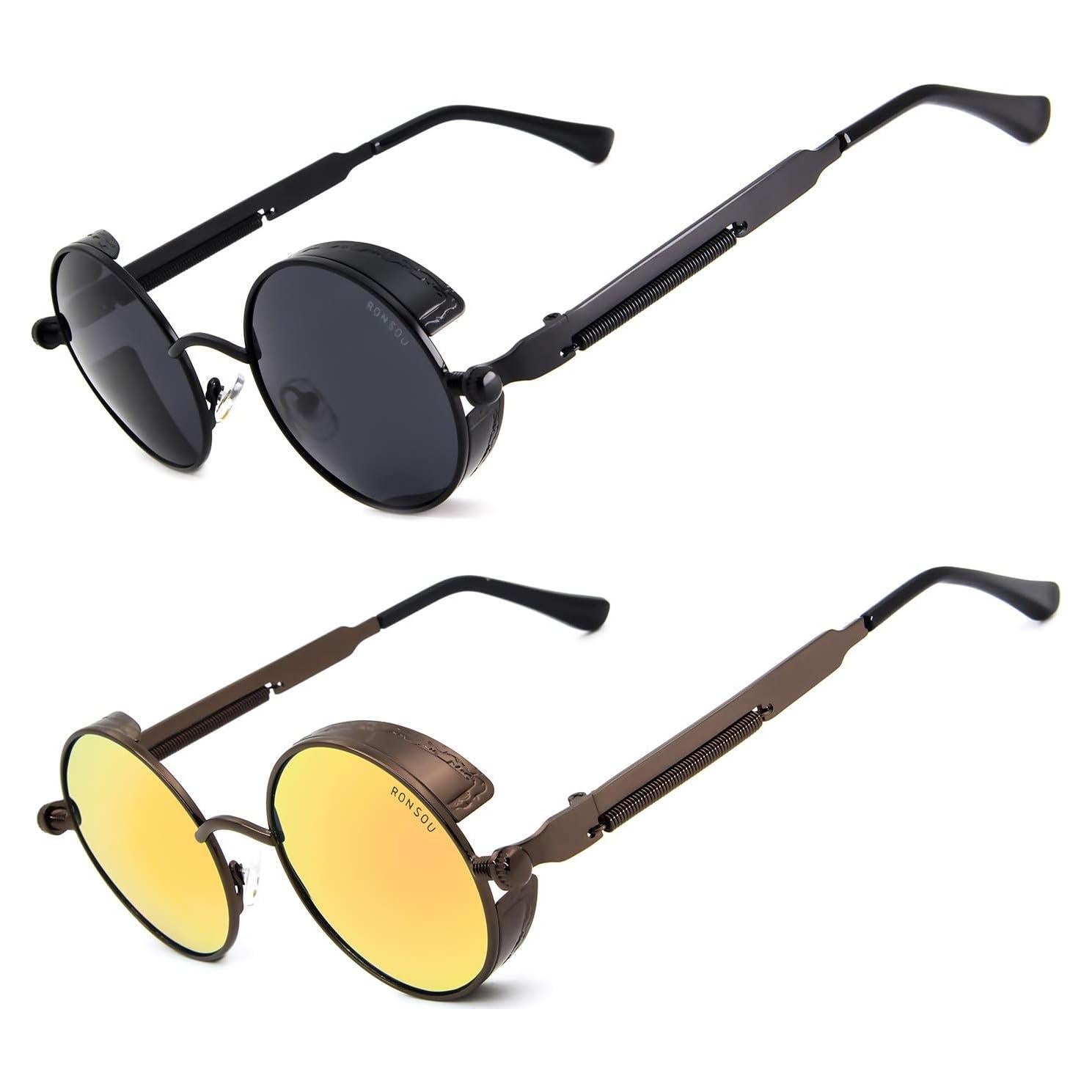 Gafas de sol RONSOU steampunk polarizadas UV400 2 piezas