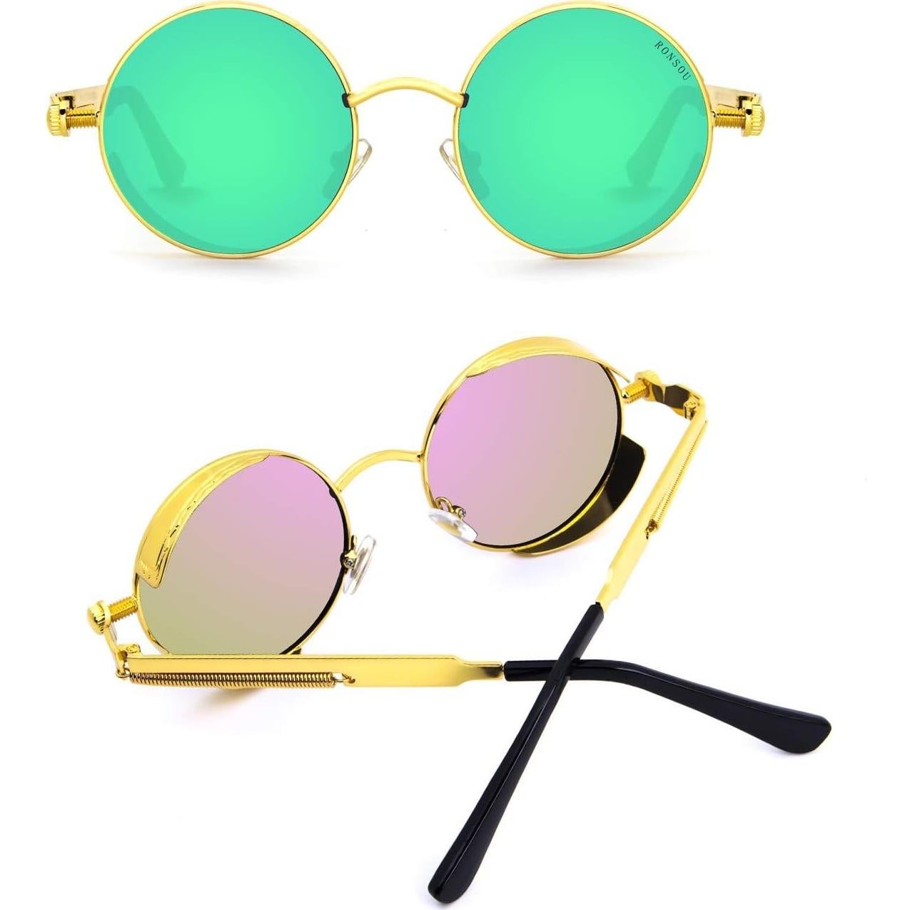 Gafas de sol polarizadas RONSOU redondas UV400 marco metal