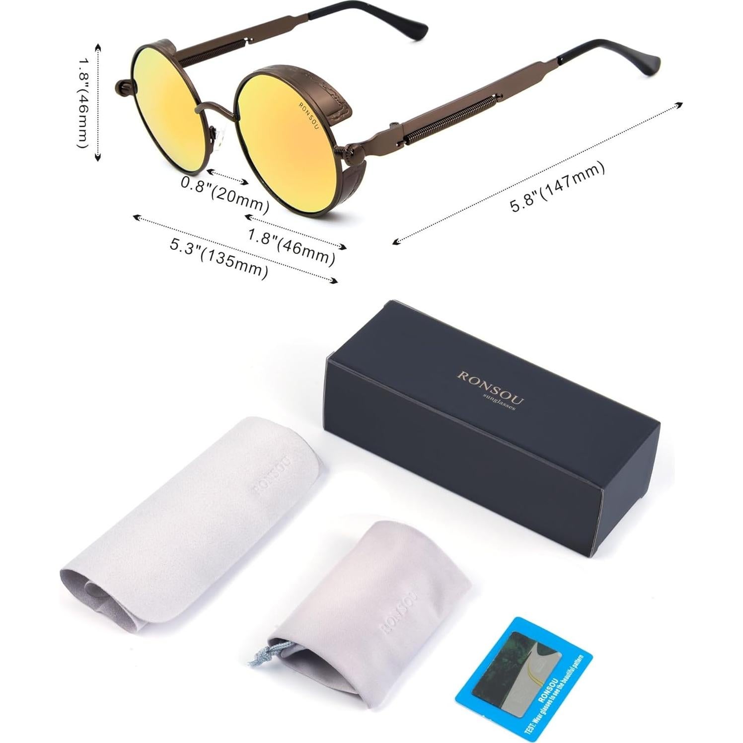 Gafas de sol redondas RONSOU polarizadas UV400 estilo vintage