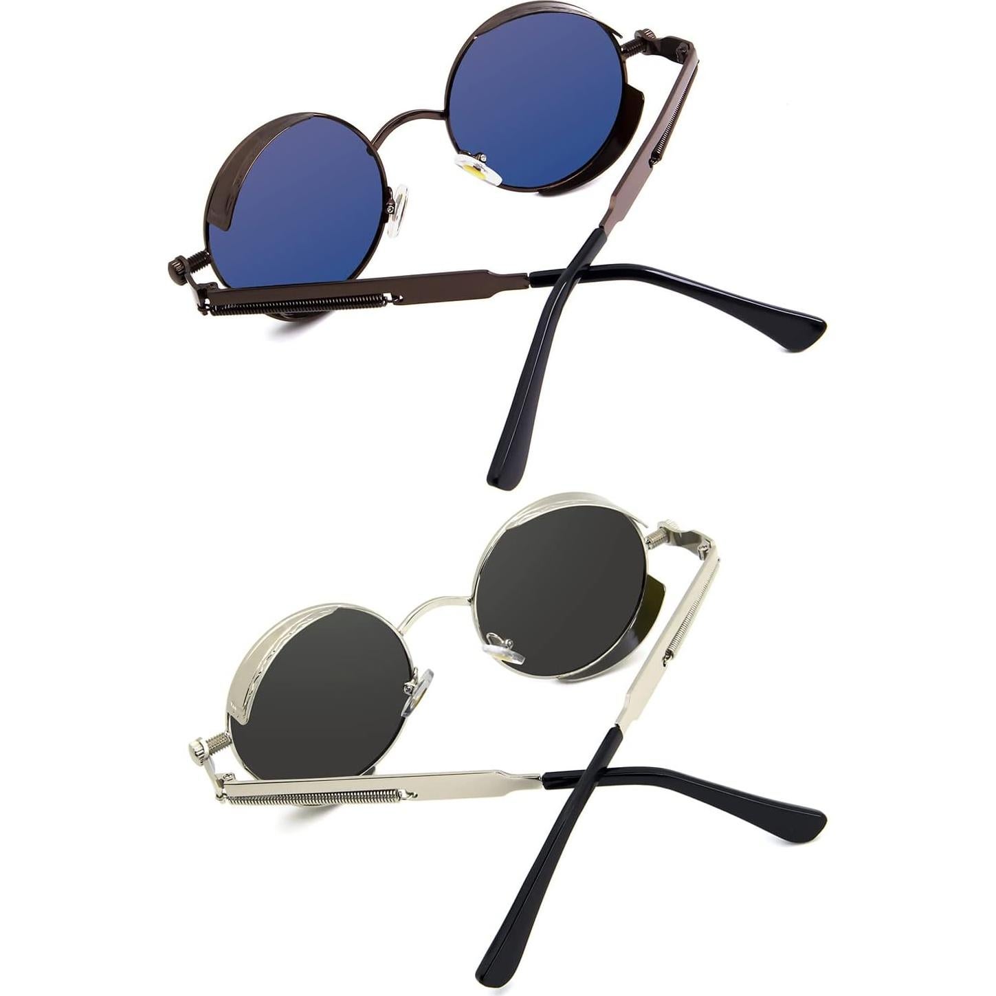 Gafas de sol redondas RONSOU UV400 estilo steampunk