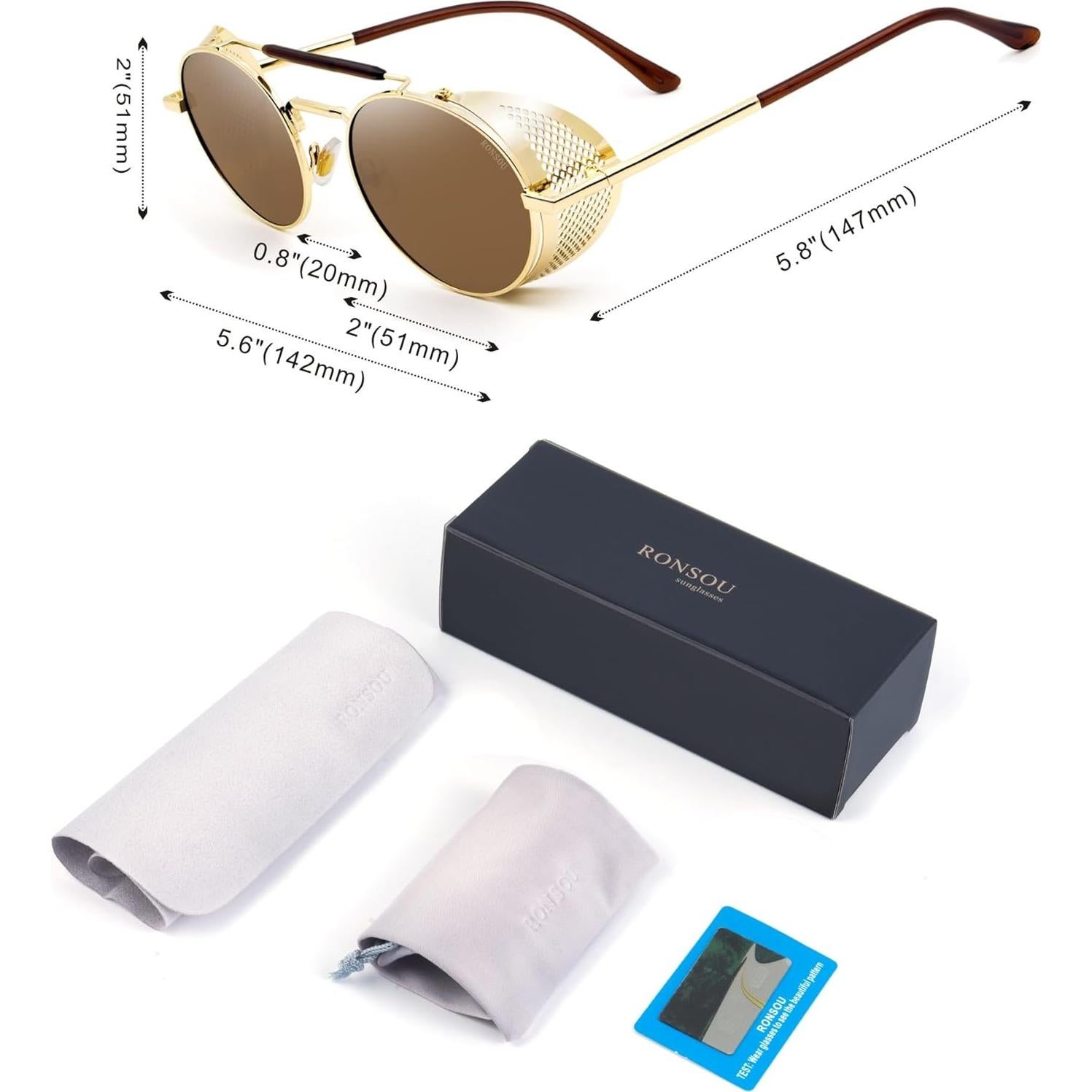 Gafas de sol redondas RONSOU estilo steampunk UV400