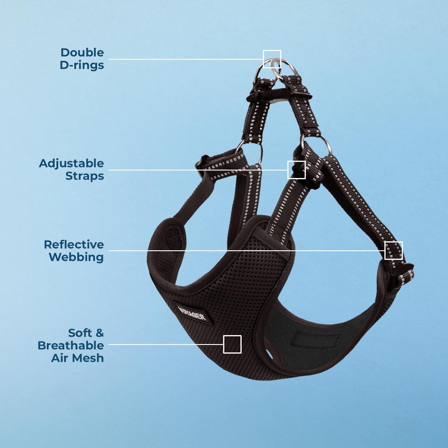 Arnés Ajustable para Perros Voyager Negro XL Transpirable