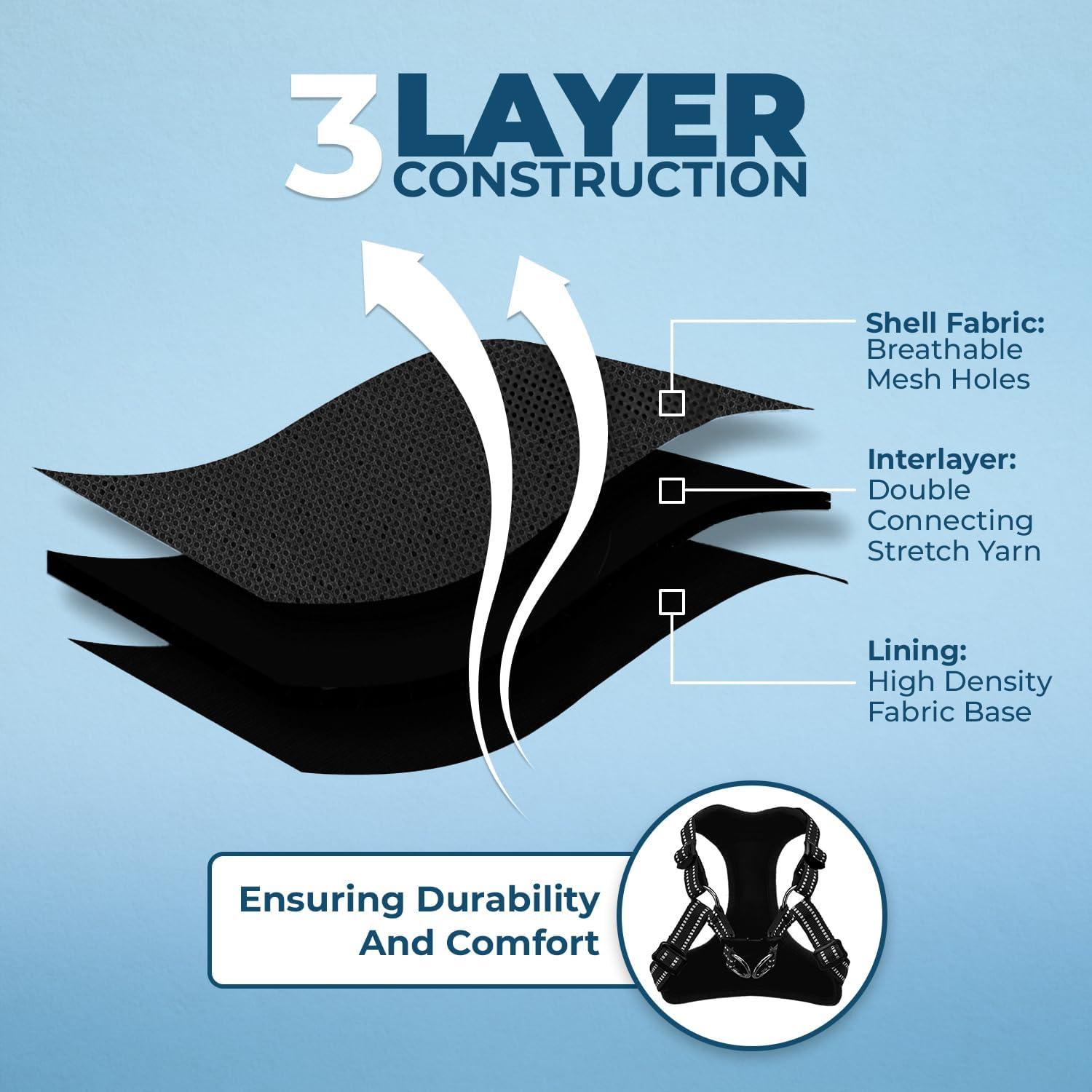 Arnés Ajustable para Perros Voyager Negro XL Transpirable