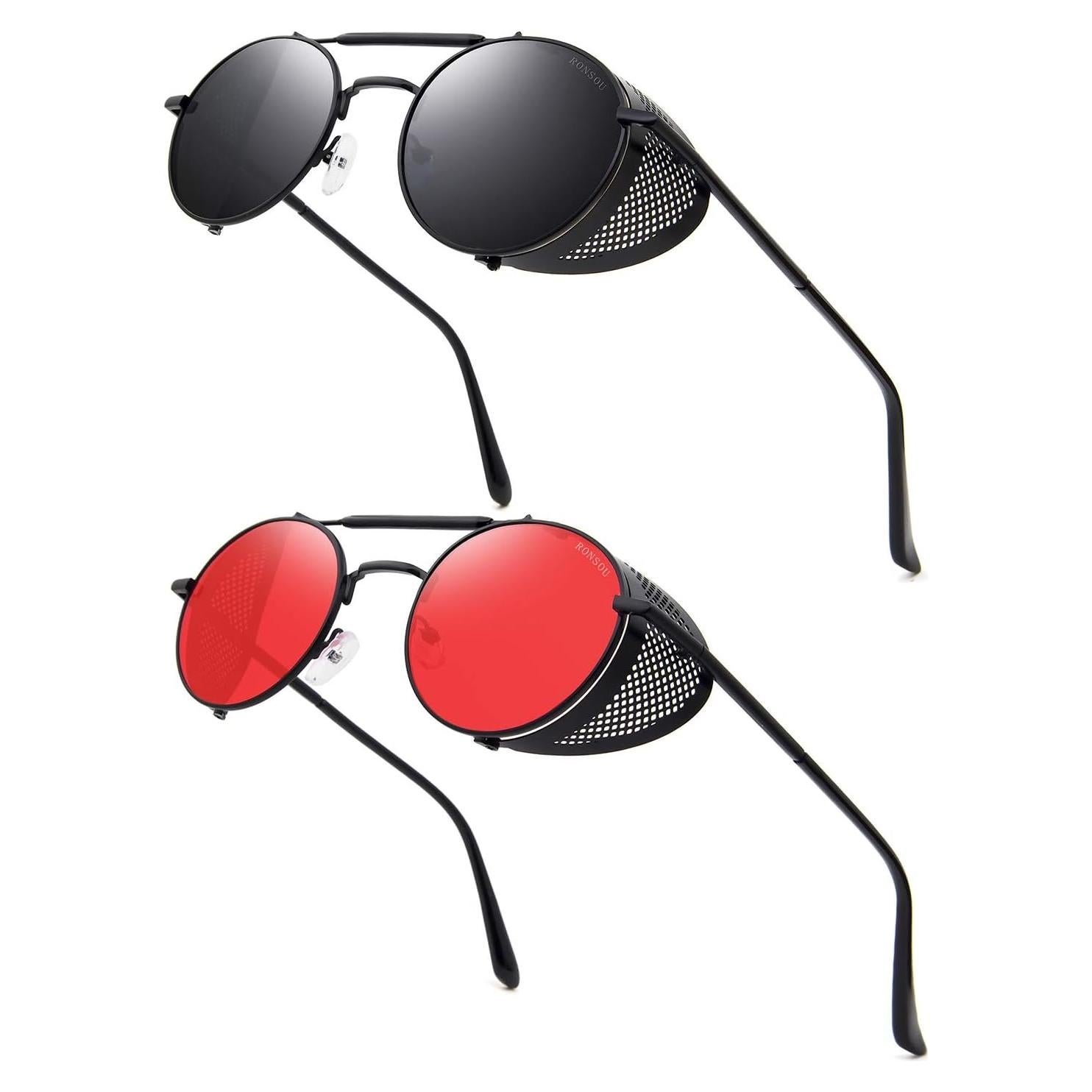 Gafas de sol RONSOU steampunk UV400 redondas 2 piezas