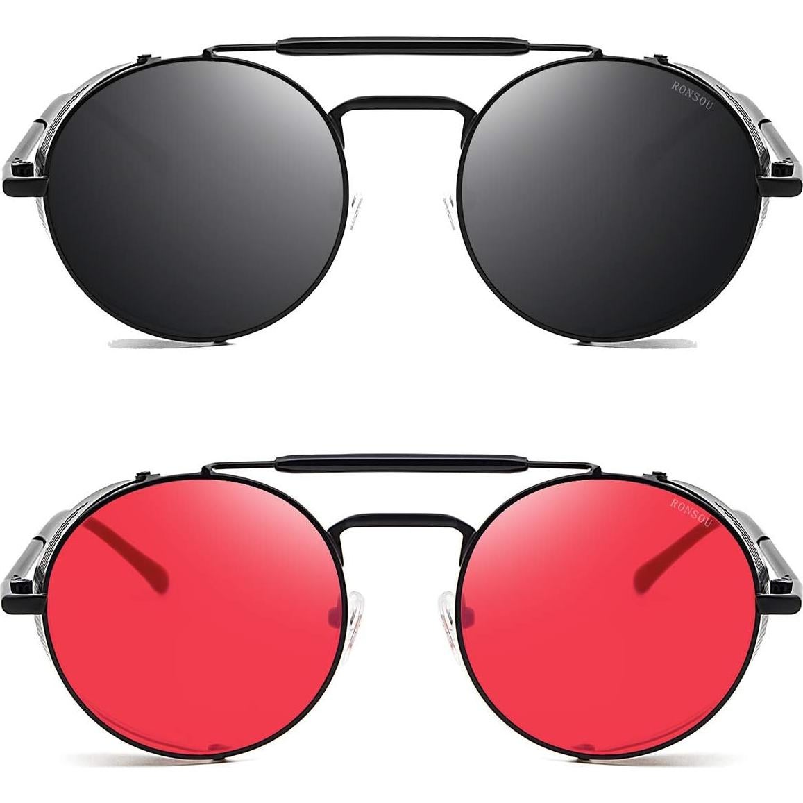 Gafas de sol RONSOU steampunk UV400 redondas 2 piezas