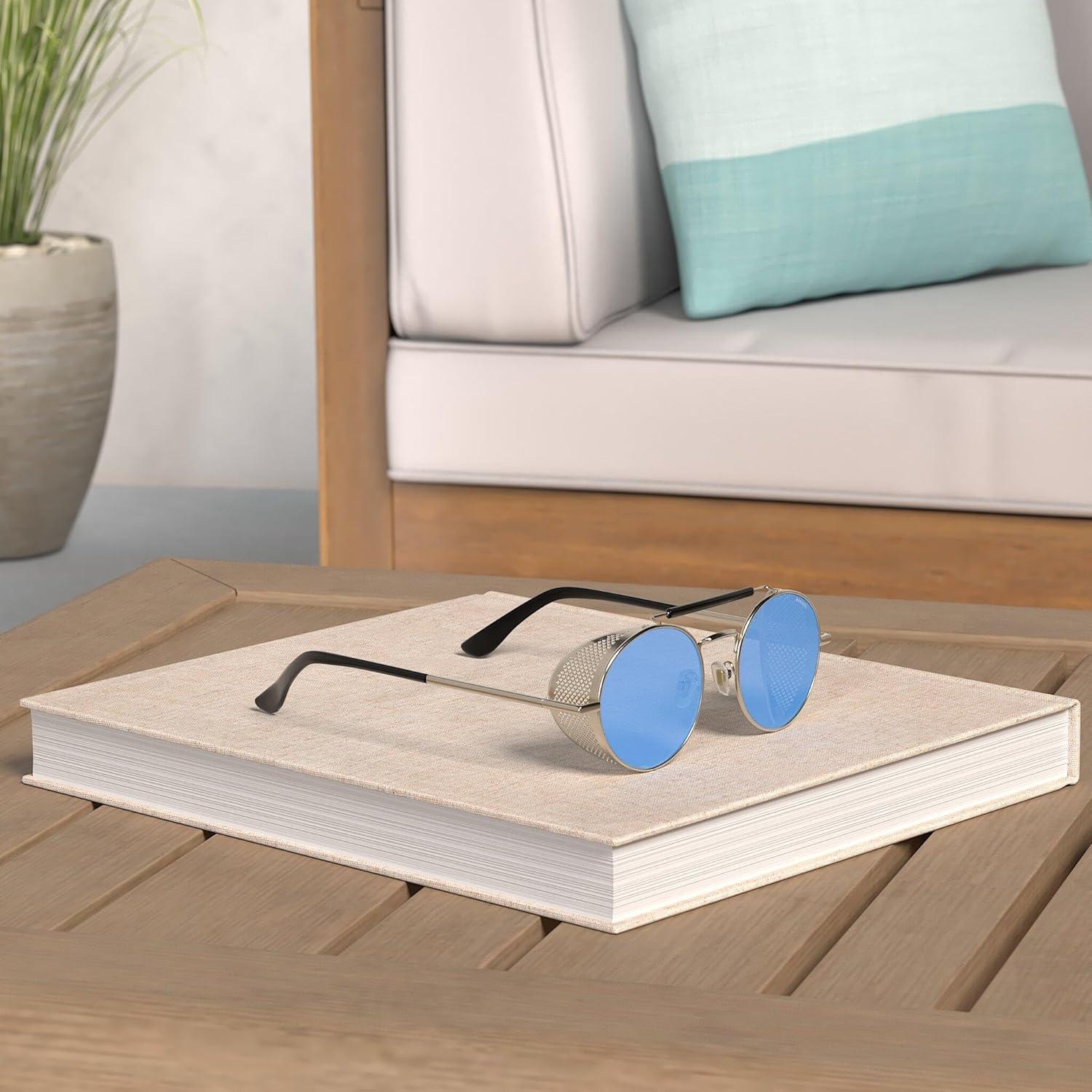 Gafas de sol redondas RONSOU estilo steampunk UV400