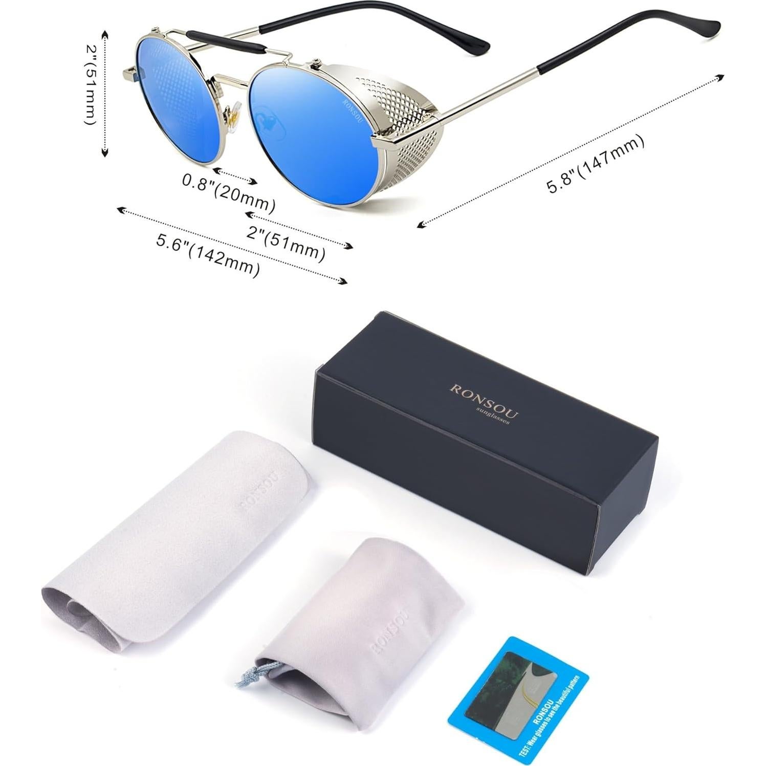 Gafas de sol redondas RONSOU estilo steampunk UV400