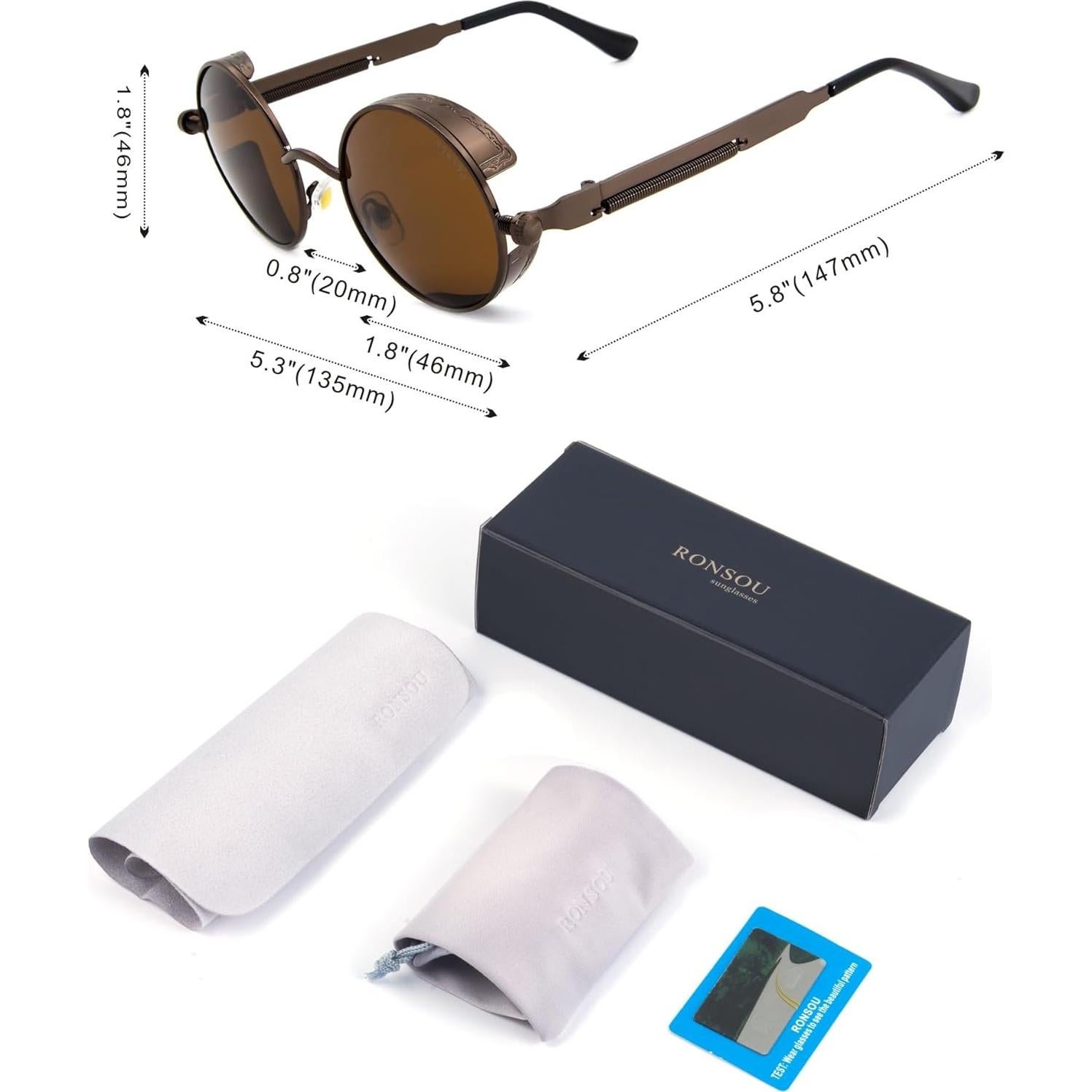 Gafas de sol polarizadas RONSOU estilo vintage UV400