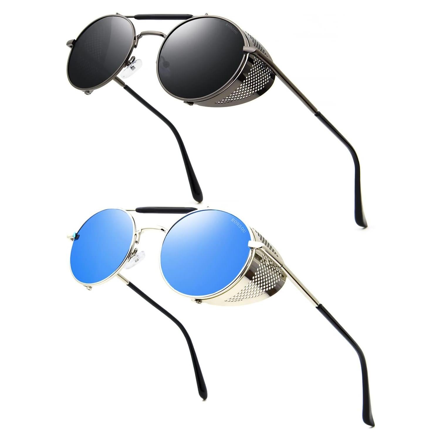 Gafas de sol redondas RONSOU steampunk UV400 polarizadas