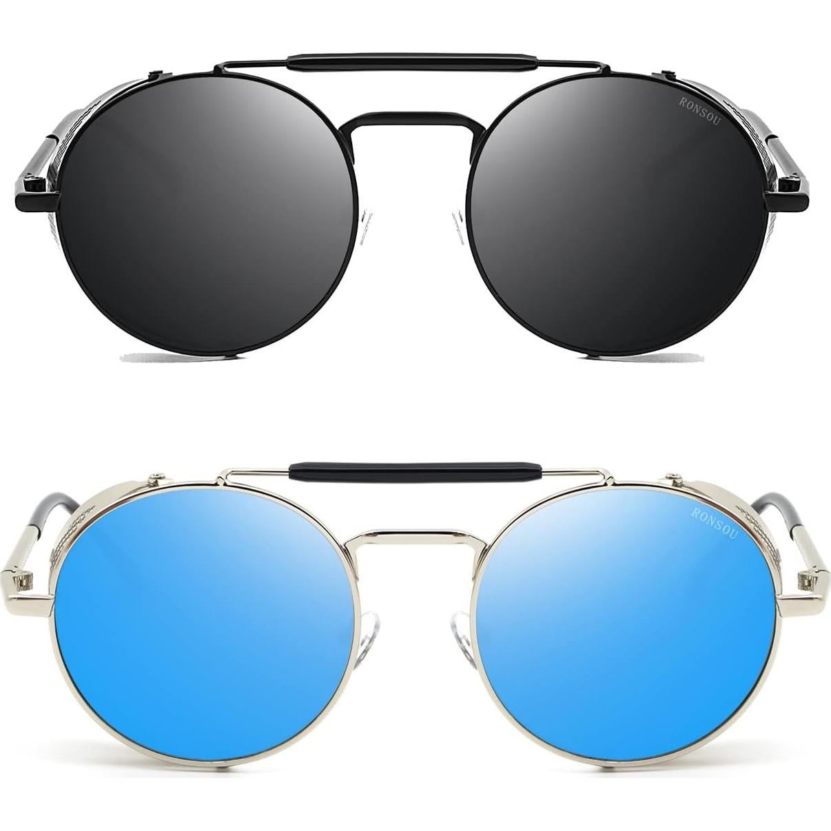 Gafas de sol redondas RONSOU steampunk UV400 polarizadas