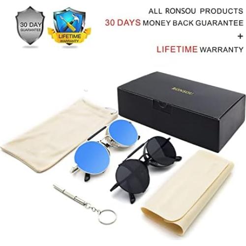 Gafas de sol redondas RONSOU steampunk UV400 polarizadas