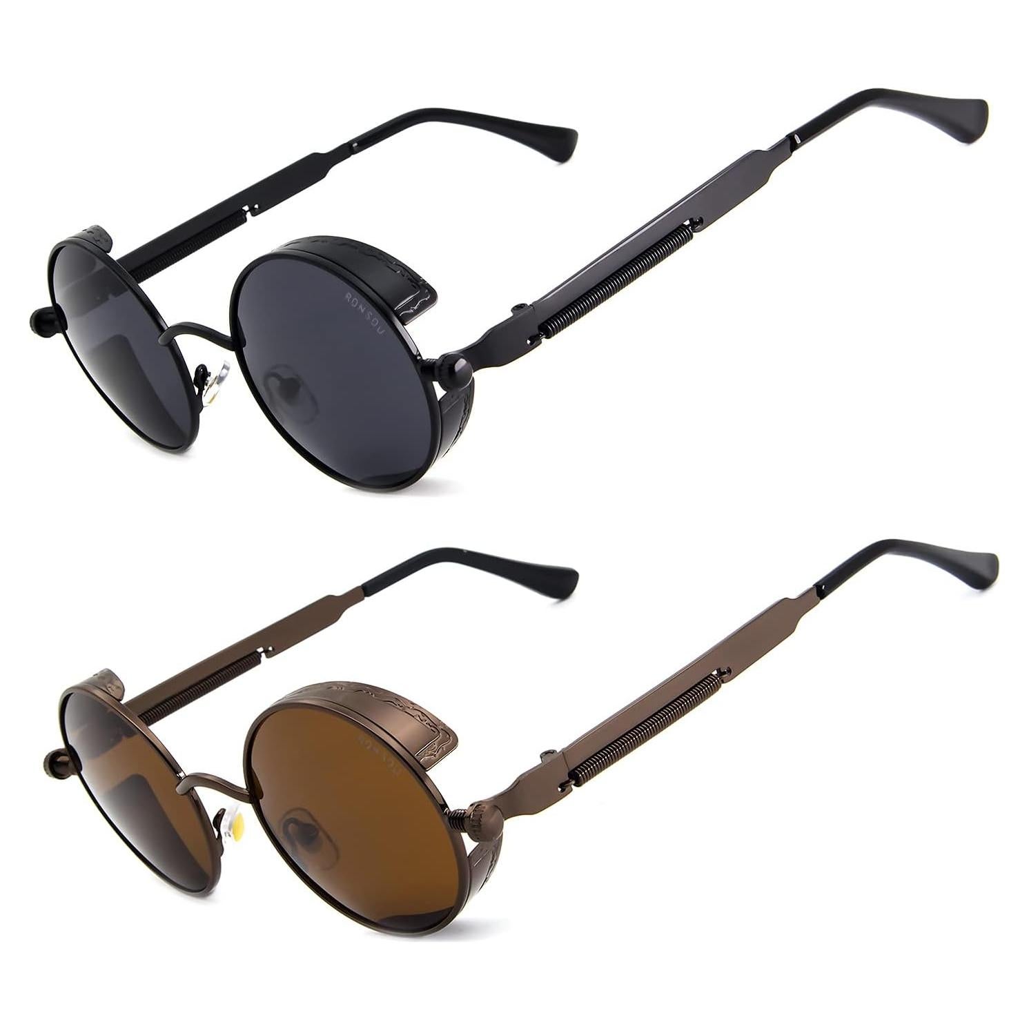 Gafas de sol redondas RONSOU estilo steampunk polarizadas
